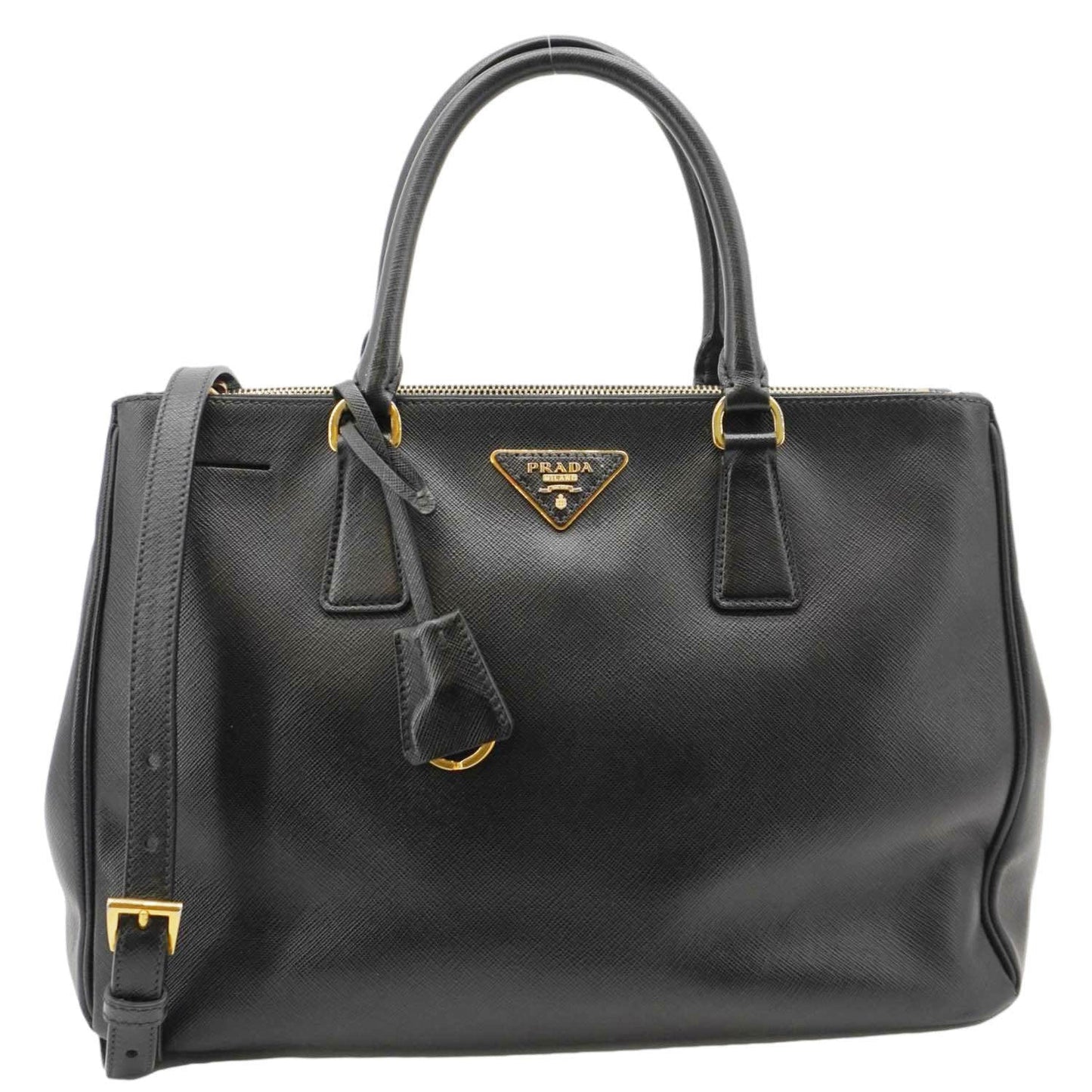 Galleria Double Zip Saffiano Top Handle Tote Leather Black Tote Bag
