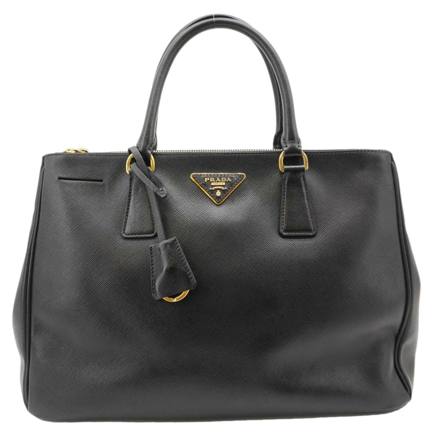 Galleria Double Zip Saffiano Top Handle Tote Leather Black Tote Bag
