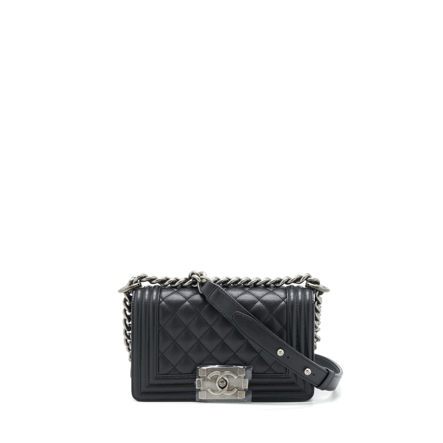Chanel Boy Caviar Ruthenium Hardware Microchip Black Small Handbag