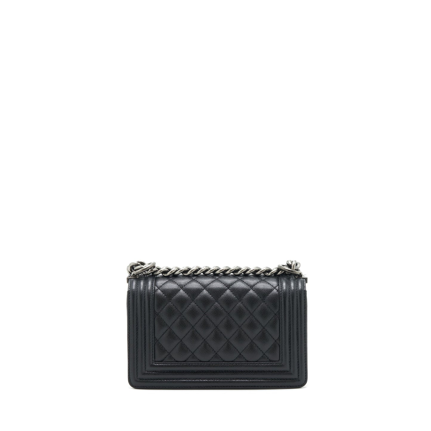 Chanel Boy Caviar Ruthenium Hardware Microchip Black Small Handbag