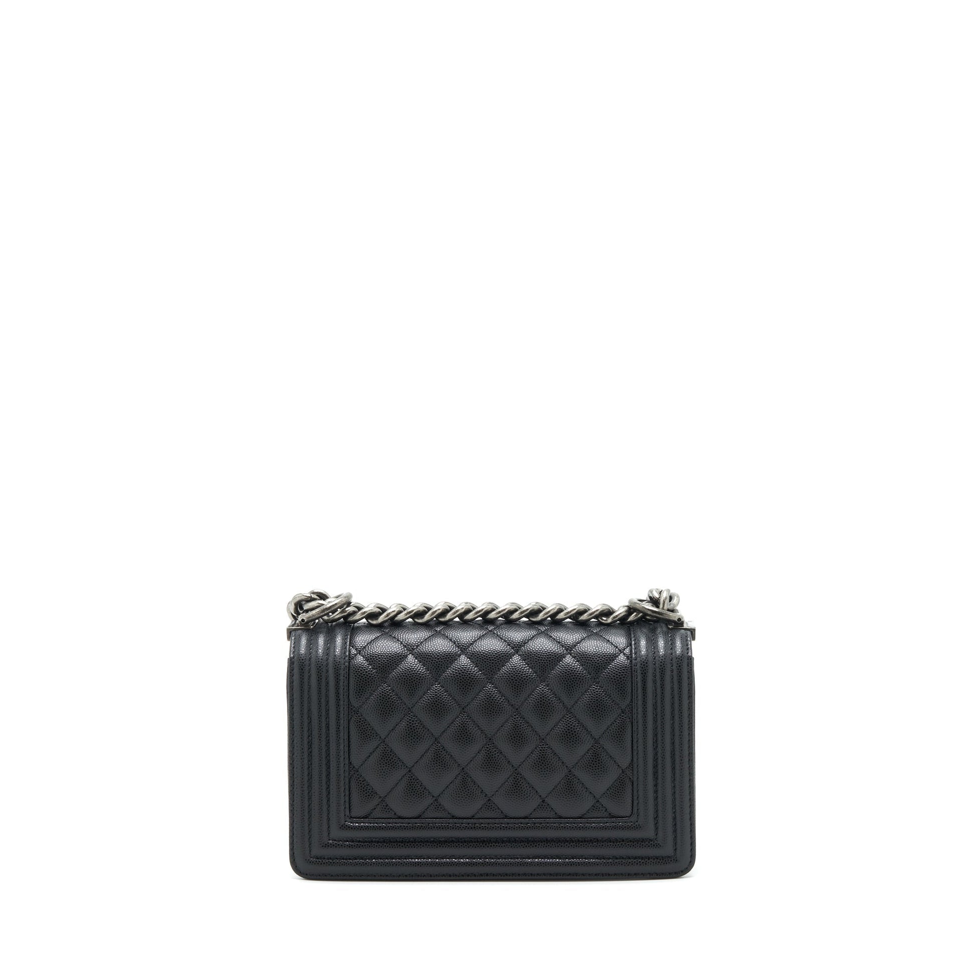 Chanel Boy Caviar Ruthenium Hardware Microchip Black Small Handbag