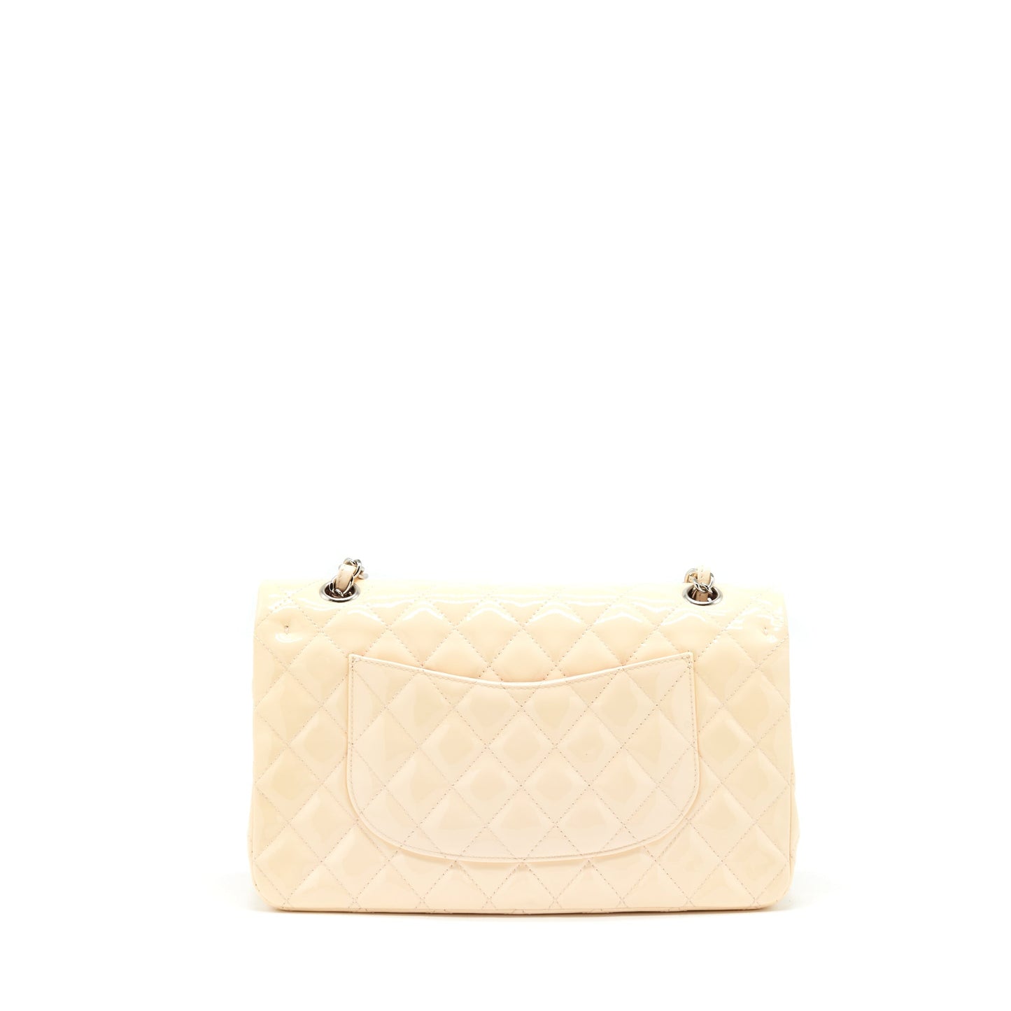 Chanel patent classic double flap SHW Pink Beige Leather Shoulder Bag