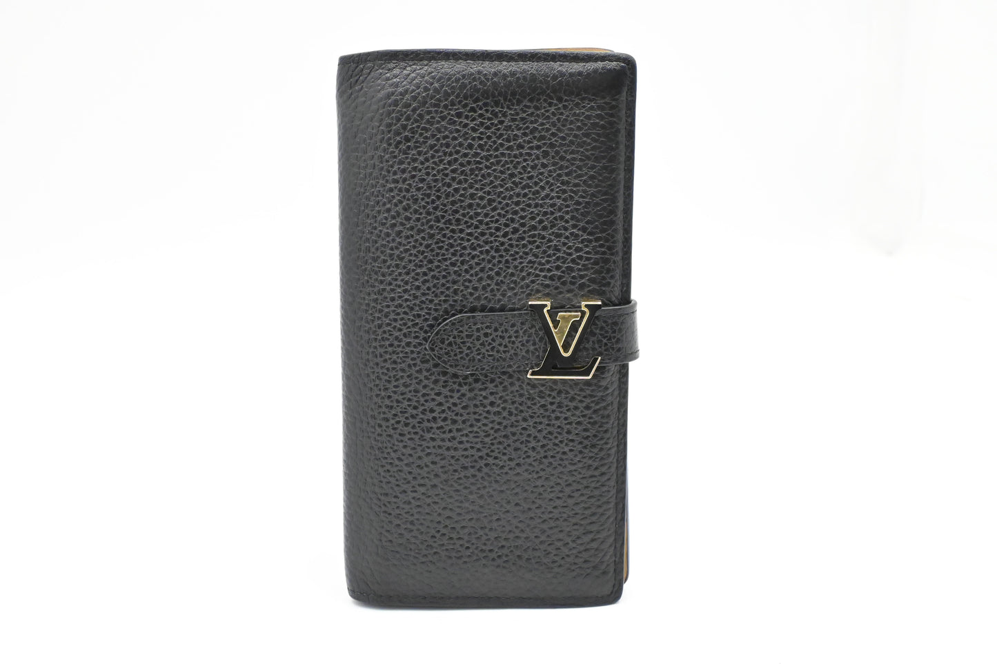 Louis Vuitton Vertical Tarillon Black Leather Wallet Case