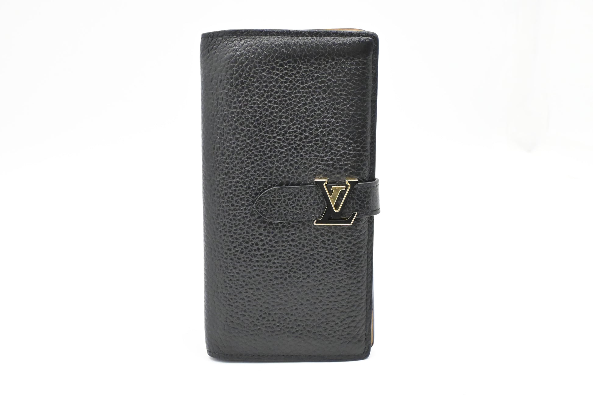 Louis Vuitton Vertical Tarillon Black Leather Wallet Case