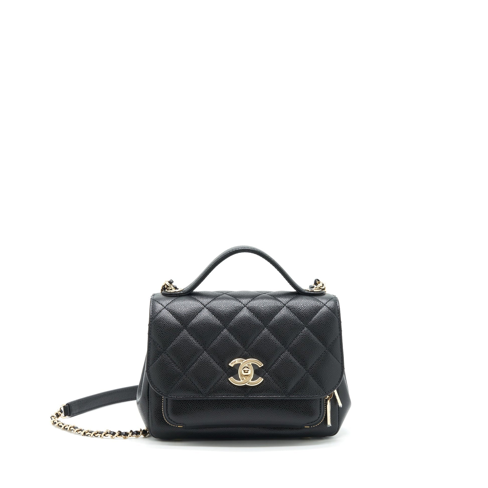 Chanel 22P Business Affinity Grained Calfskin LGHW Black Small Handbag