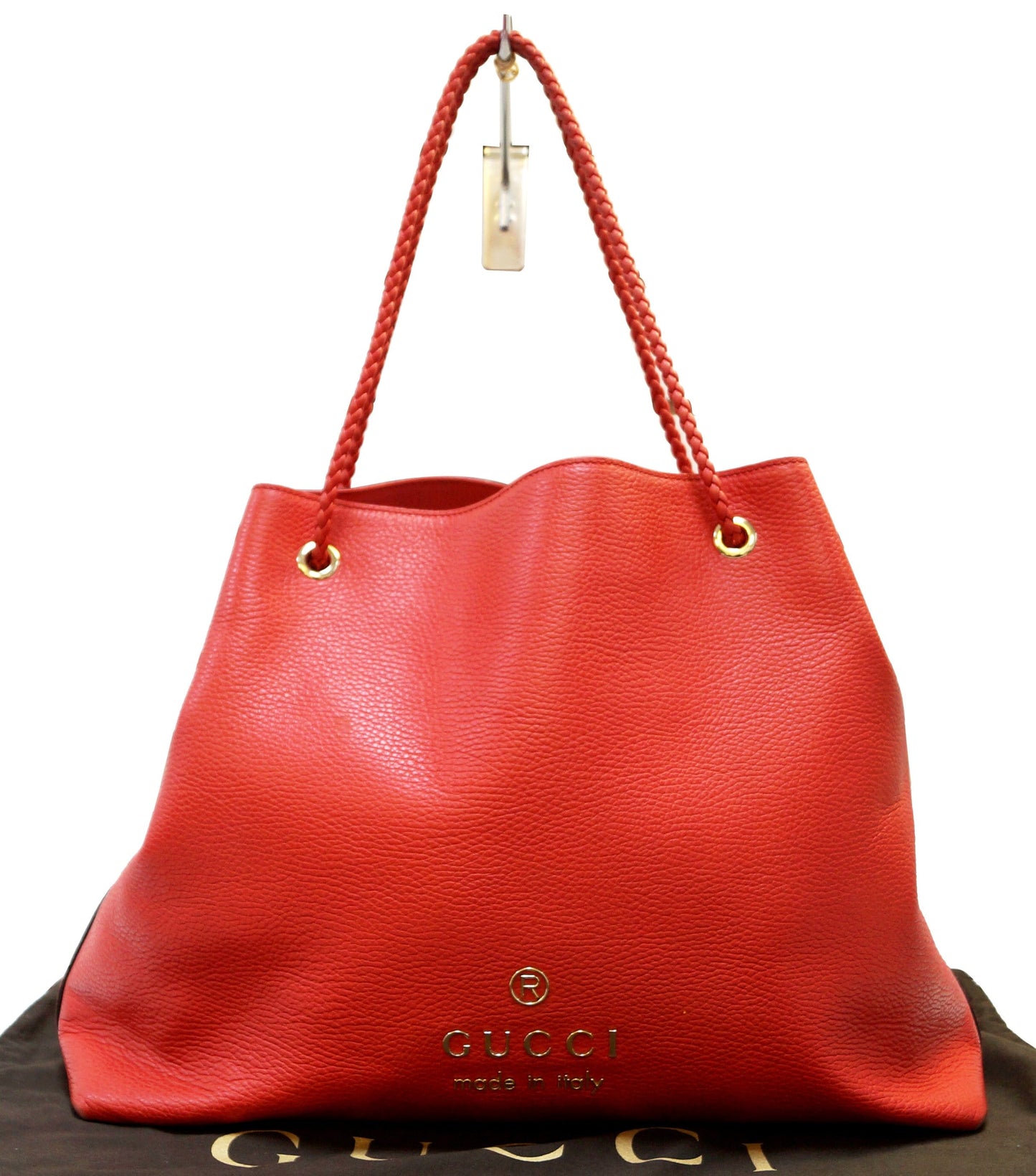 Gucci Braided Handle Gifford Tote Bag Red Large