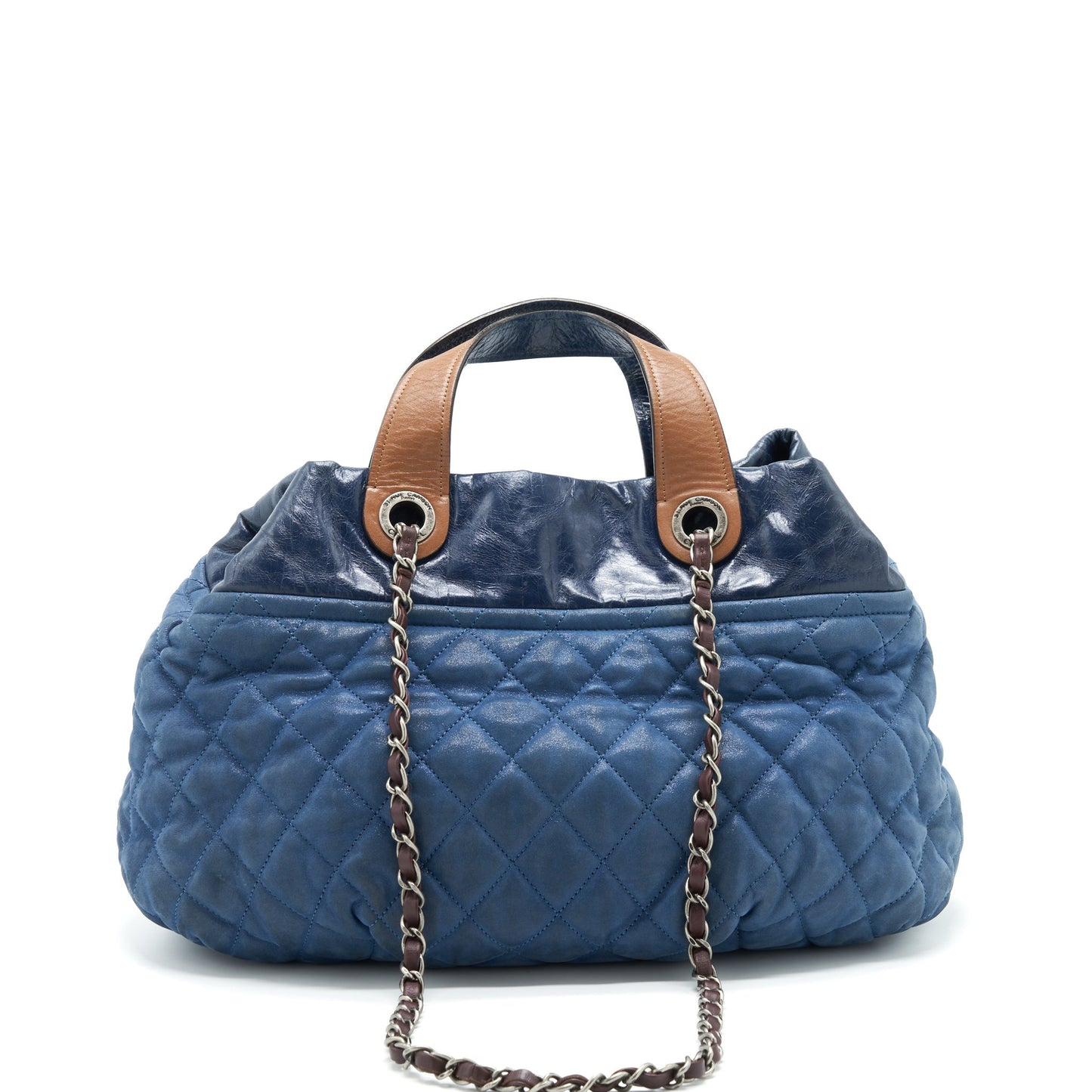 Chanel Quilted Ruthenium Hardware Blue Shoulder Bag