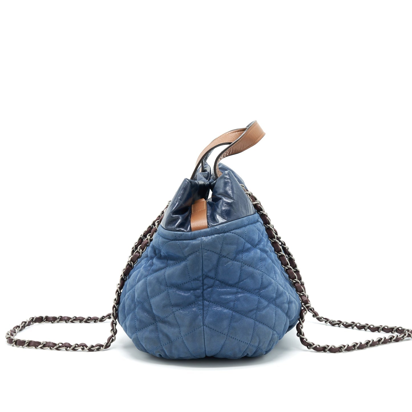 Chanel Quilted Ruthenium Hardware Blue Shoulder Bag