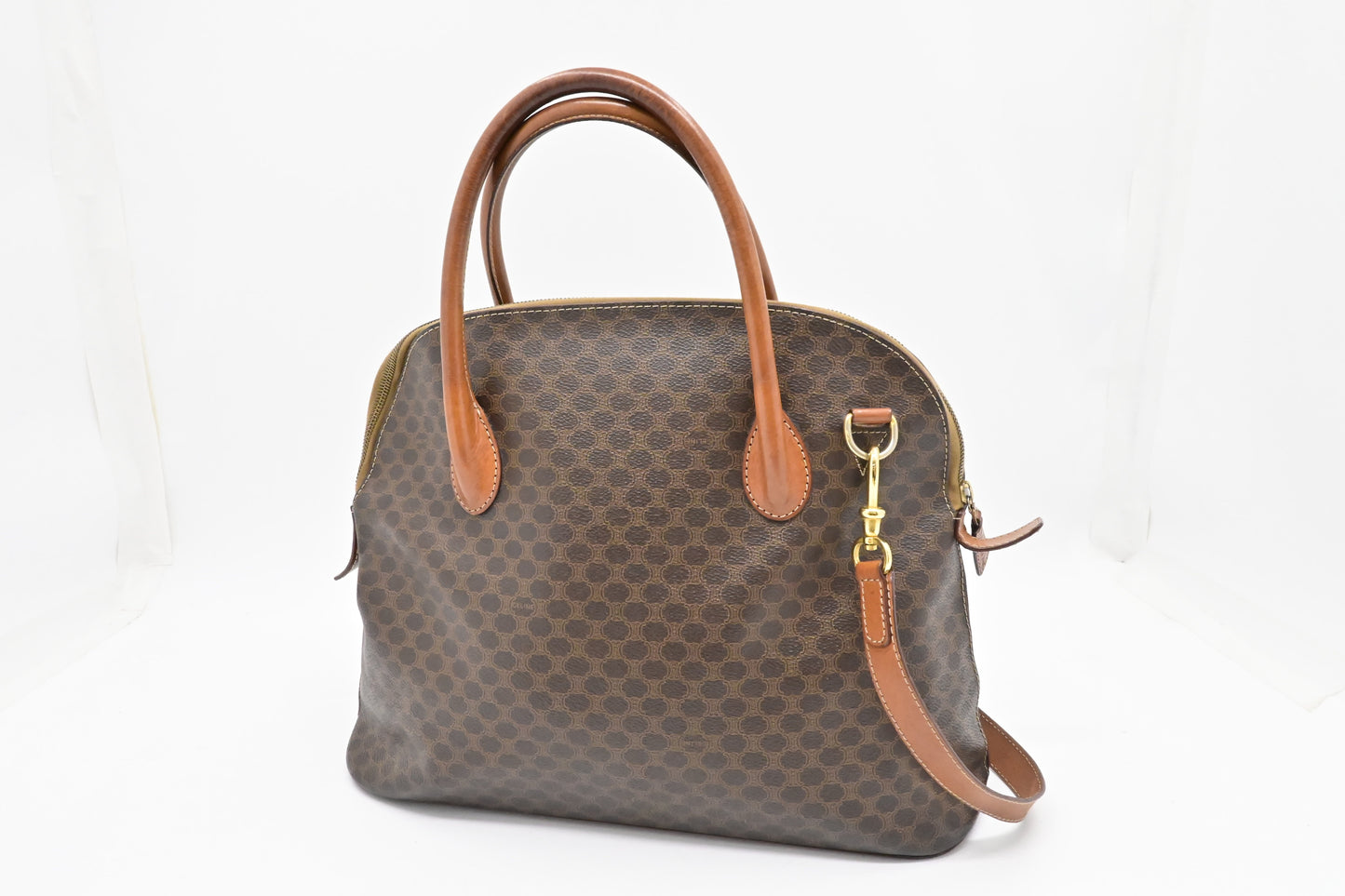 Celine Bowling Bag In Macadam Canvas Brown Travel Bag