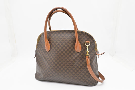 Celine Bowling Bag In Macadam Canvas Brown Travel Bag