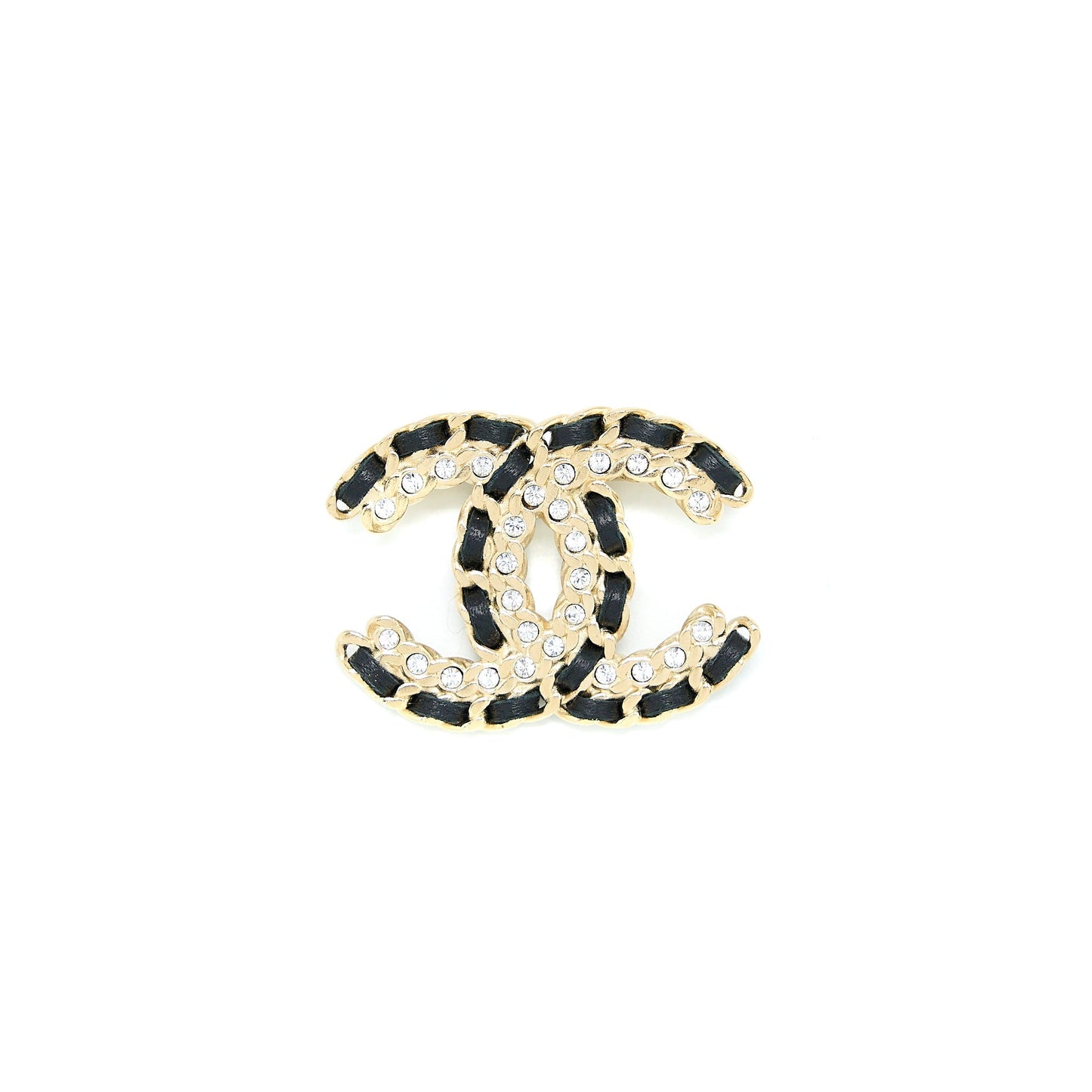 Chanel Crystal Brooch LGHW Leather Handbag
