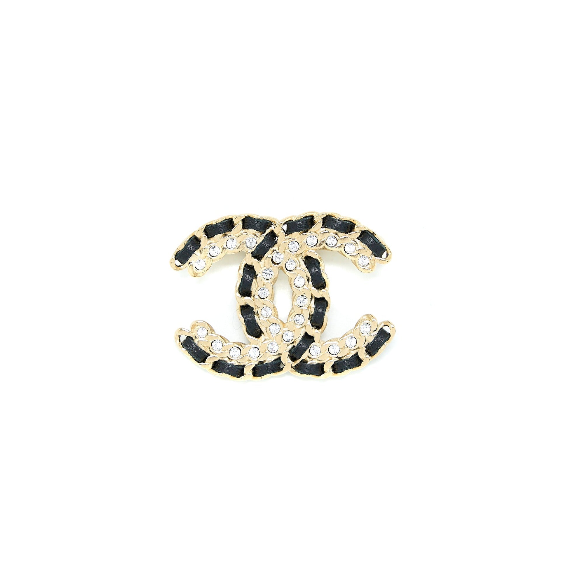 Chanel Crystal Brooch LGHW Leather Handbag