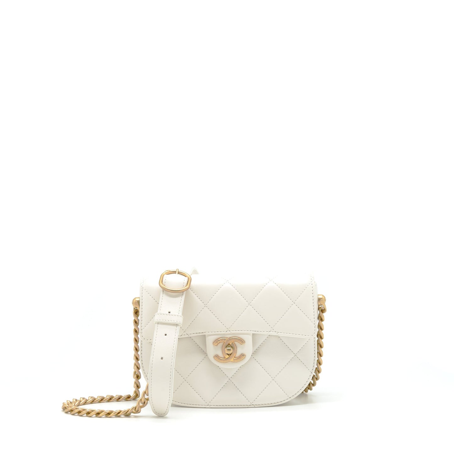 Chanel Seasonal Flap Lambskin Cream GHW Crossbody Bag