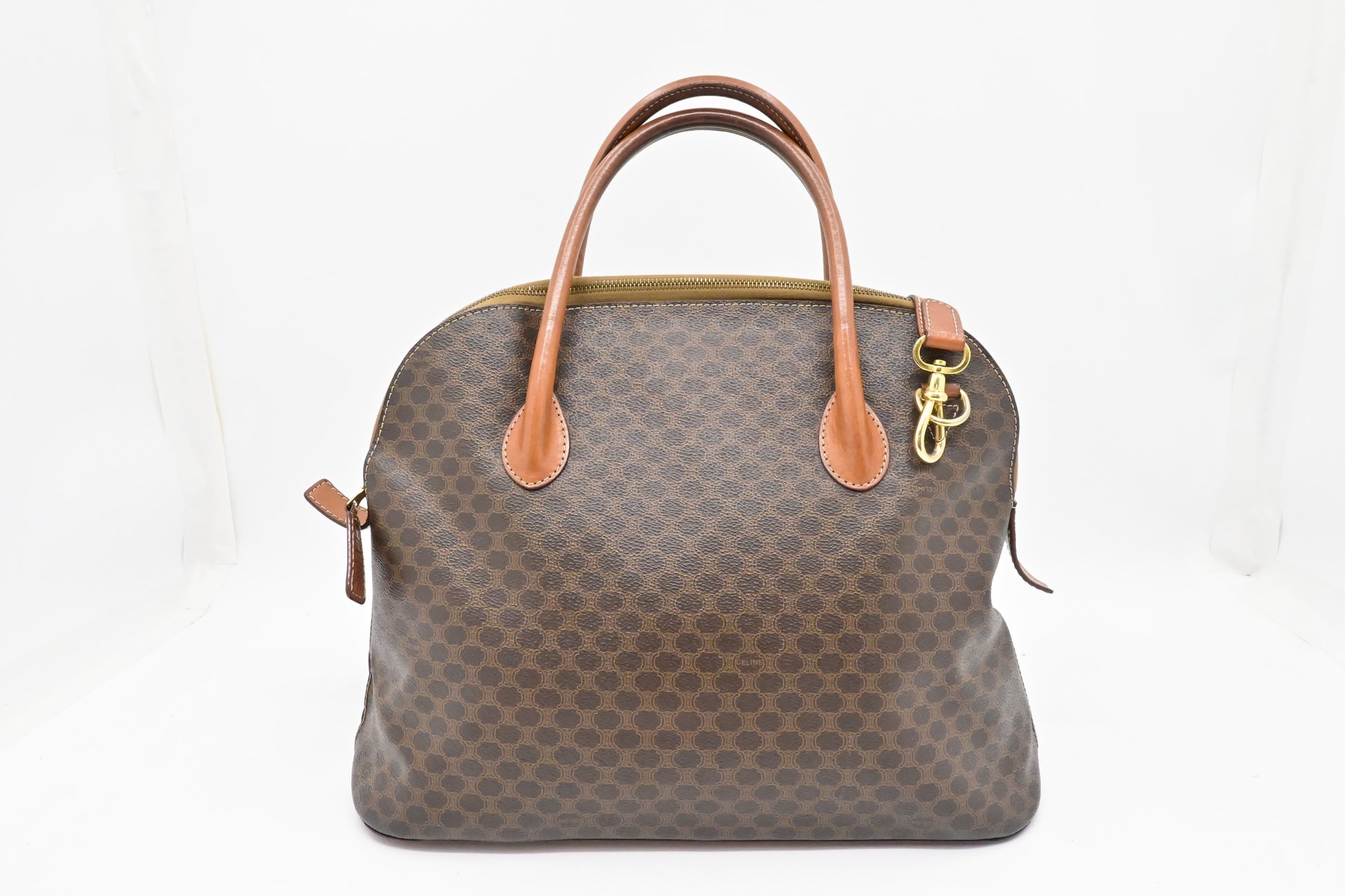 Celine Bowling Bag In Macadam Canvas Brown Travel Bag