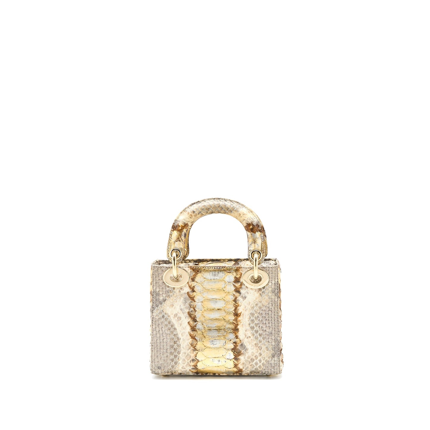 Dior Lady Python Handbag Beige Gold Travel Bag