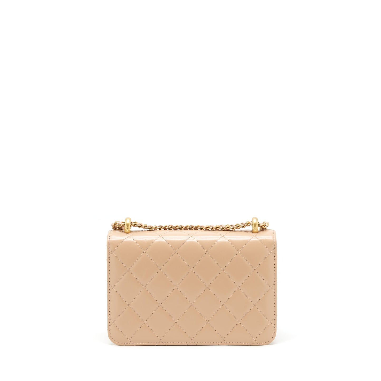 Chanel 21A Crush Flap Calfskin GHW Gold Beige Shoulder Bag Ghw 1