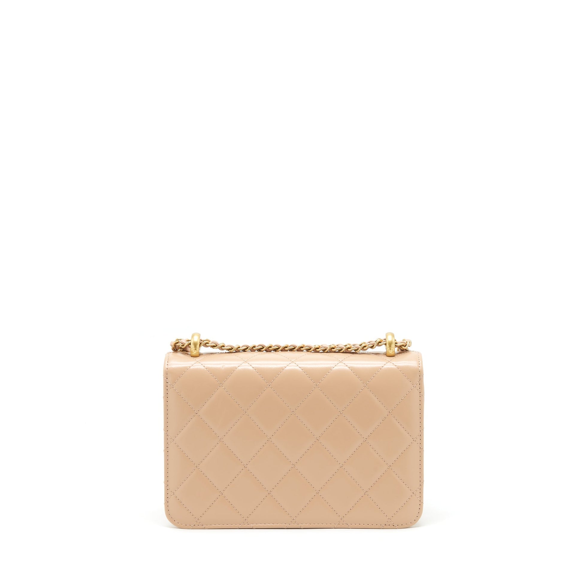 Chanel 21A Crush Flap Calfskin GHW Gold Beige Shoulder Bag Ghw 1