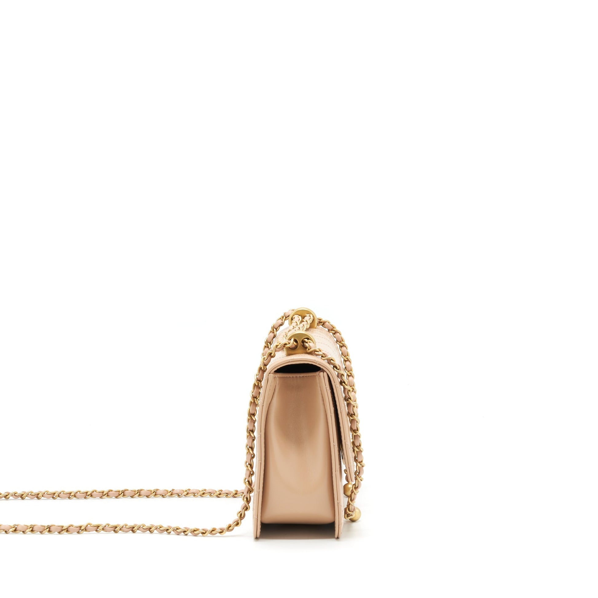 Chanel 21A Crush Flap Calfskin GHW Gold Beige Shoulder Bag Ghw 1