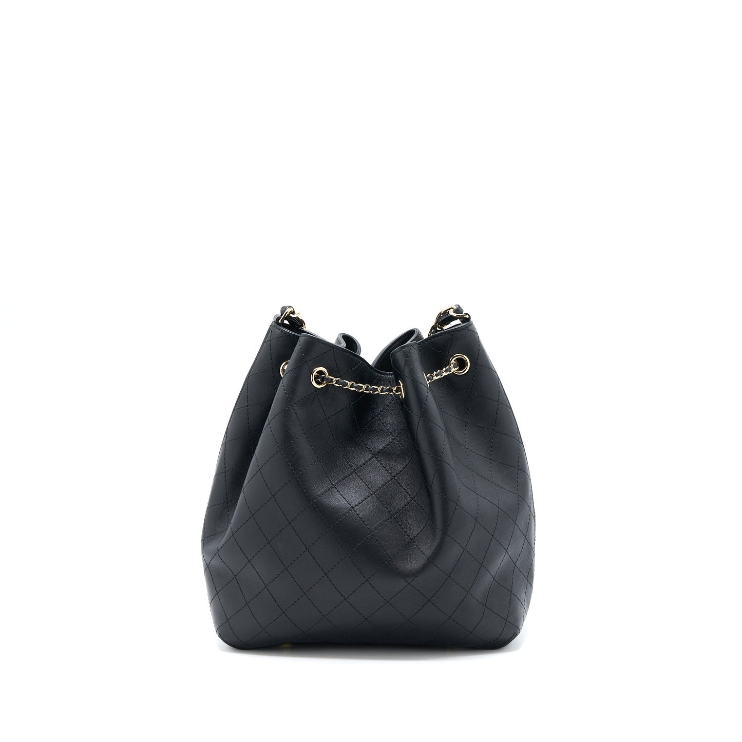 Chanel Drawstring Bucket Calfskin LGHW Black Jewelry