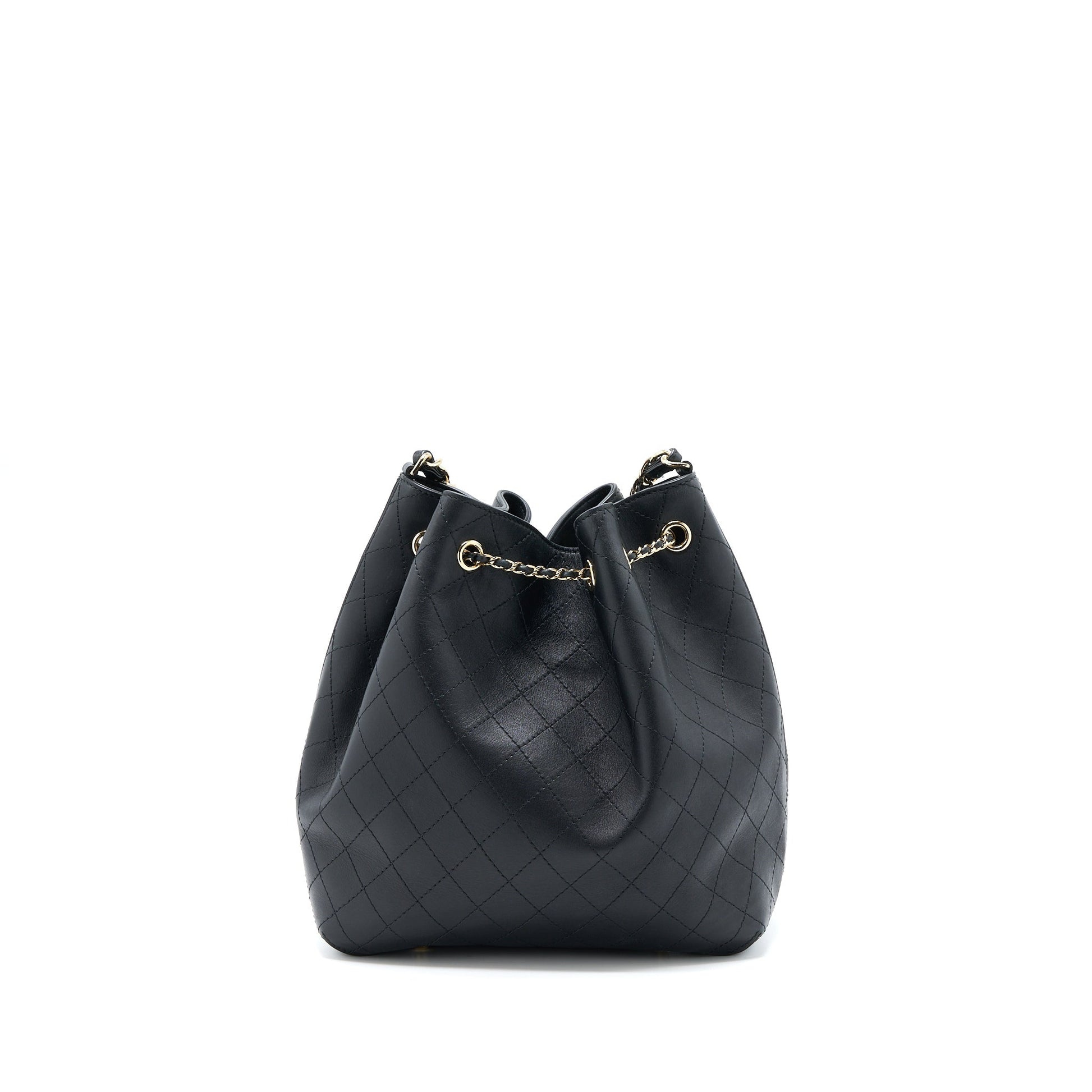Chanel Drawstring Bucket Calfskin LGHW Black Jewelry