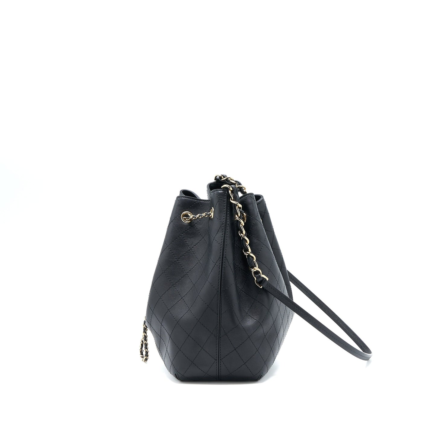 Chanel Drawstring Bucket Calfskin LGHW Black Jewelry