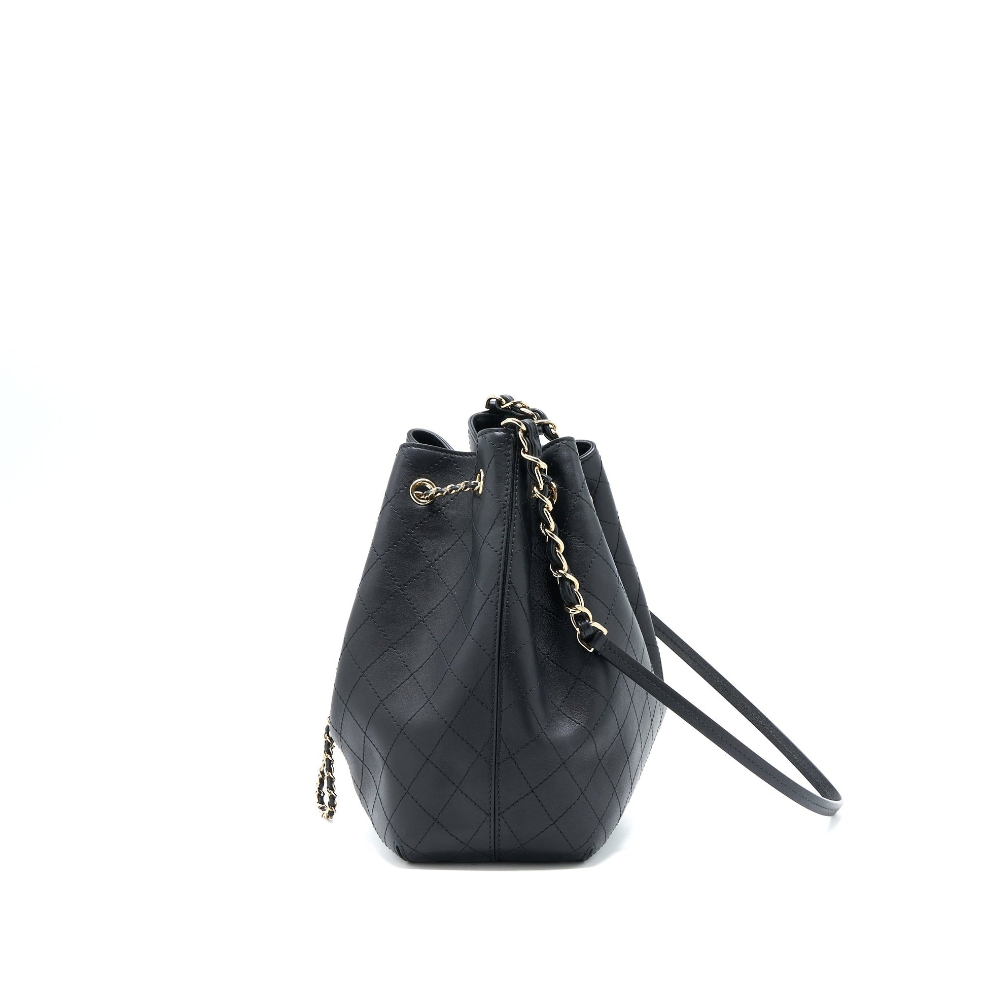 Chanel Drawstring Bucket Calfskin LGHW Black Jewelry