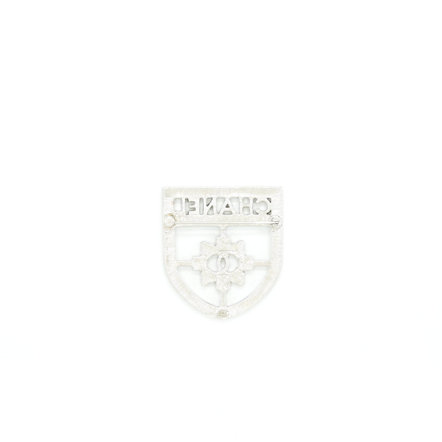 Chanel Shield Brooch Crystals SHW Handbag