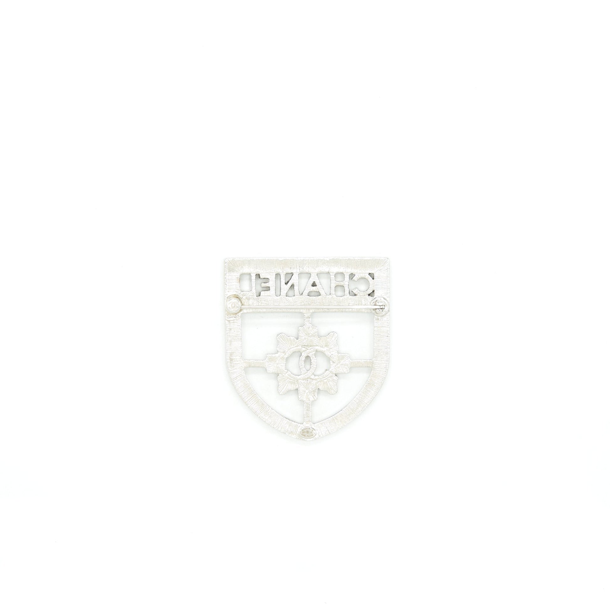 Chanel Shield Brooch Crystals SHW Handbag