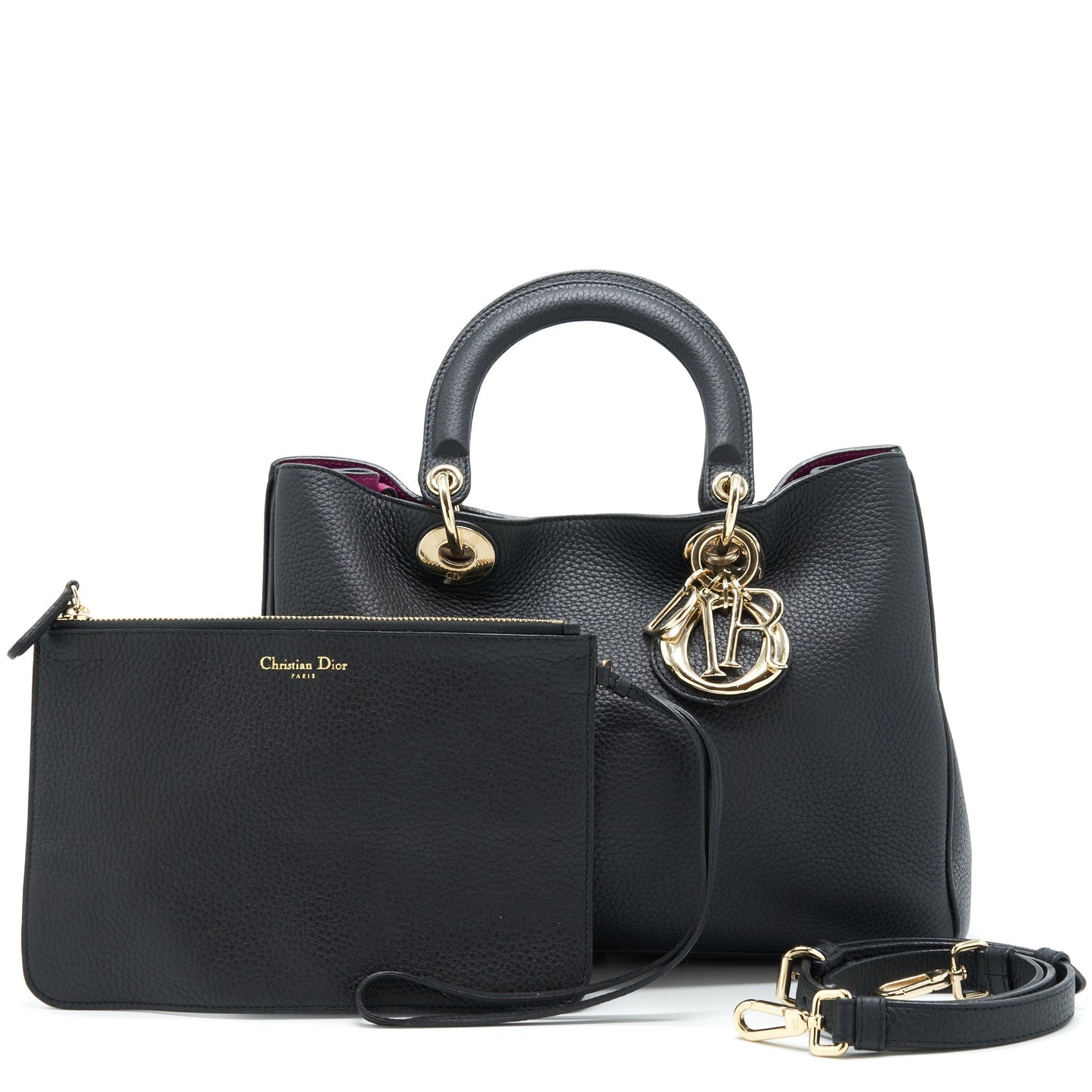Dior issimo Grained Fushia Handbag Leather Black Travel Bag