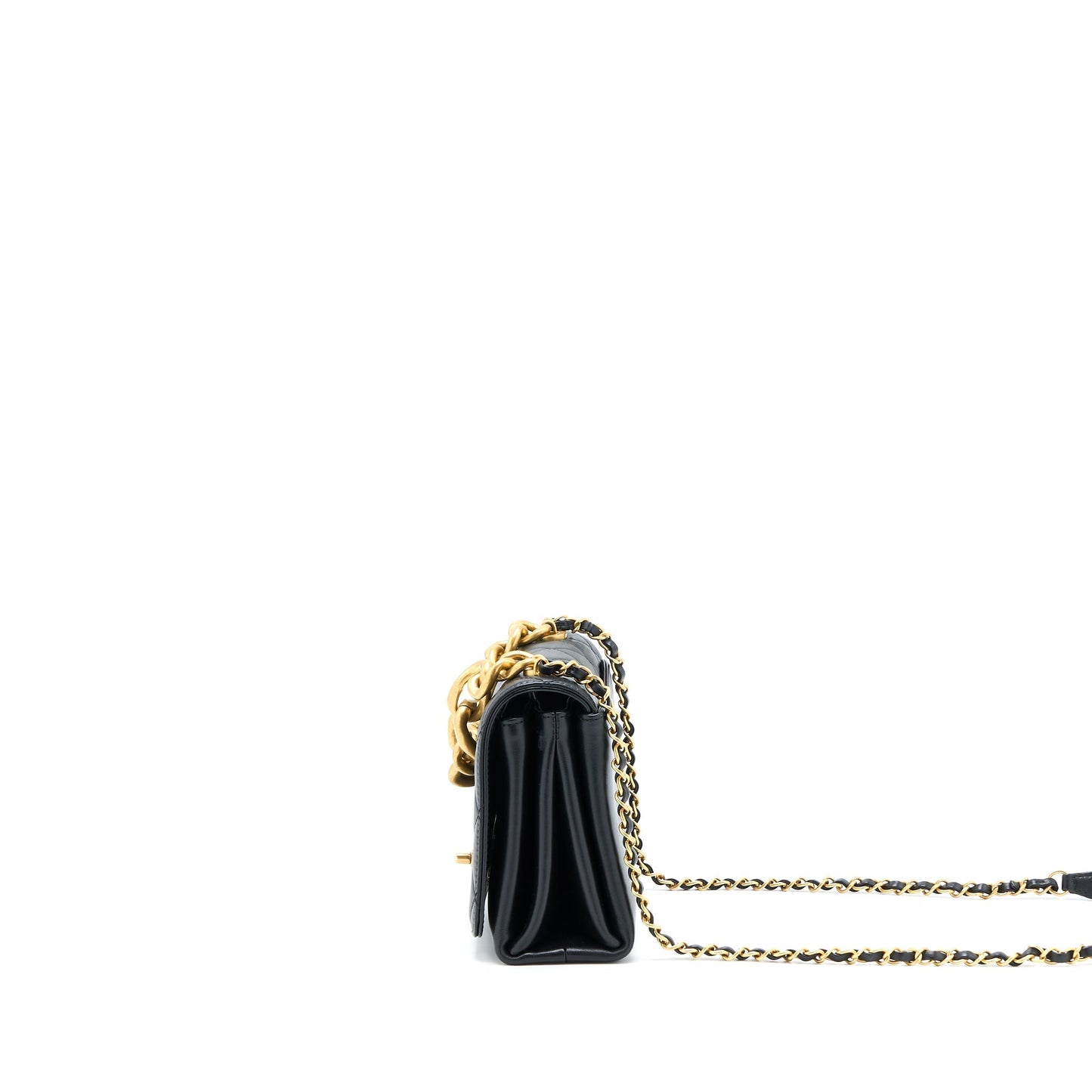 Chanel Seasonal Flap Giant Handle Pearl Calfskin Black Shoulder Bag