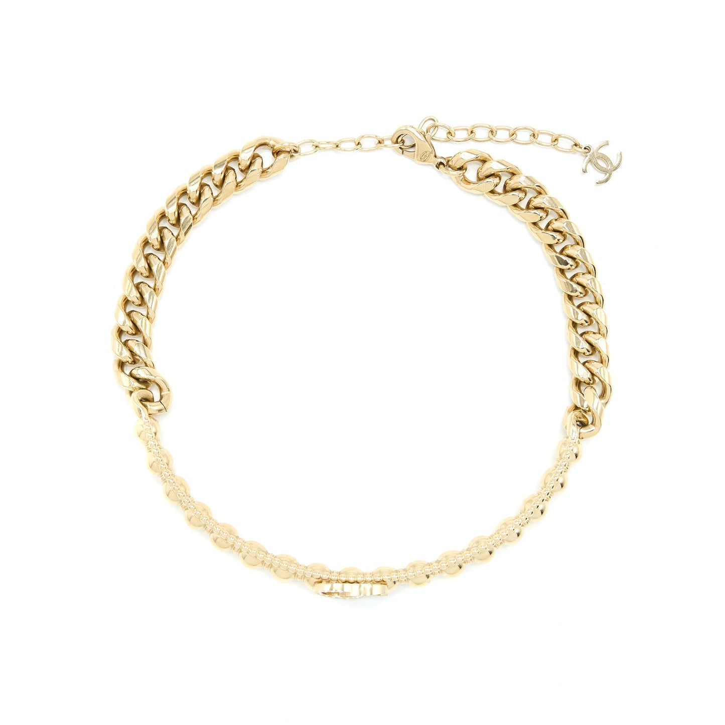 Chanel CC Logo Chocker Crystal Light Tone Gold Handbag