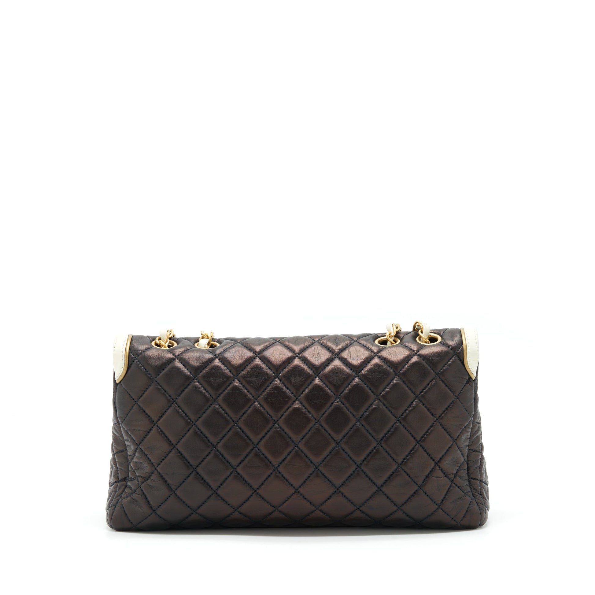Chanel Single Flap Lambskin Dark GHW Brown Shoulder Bag