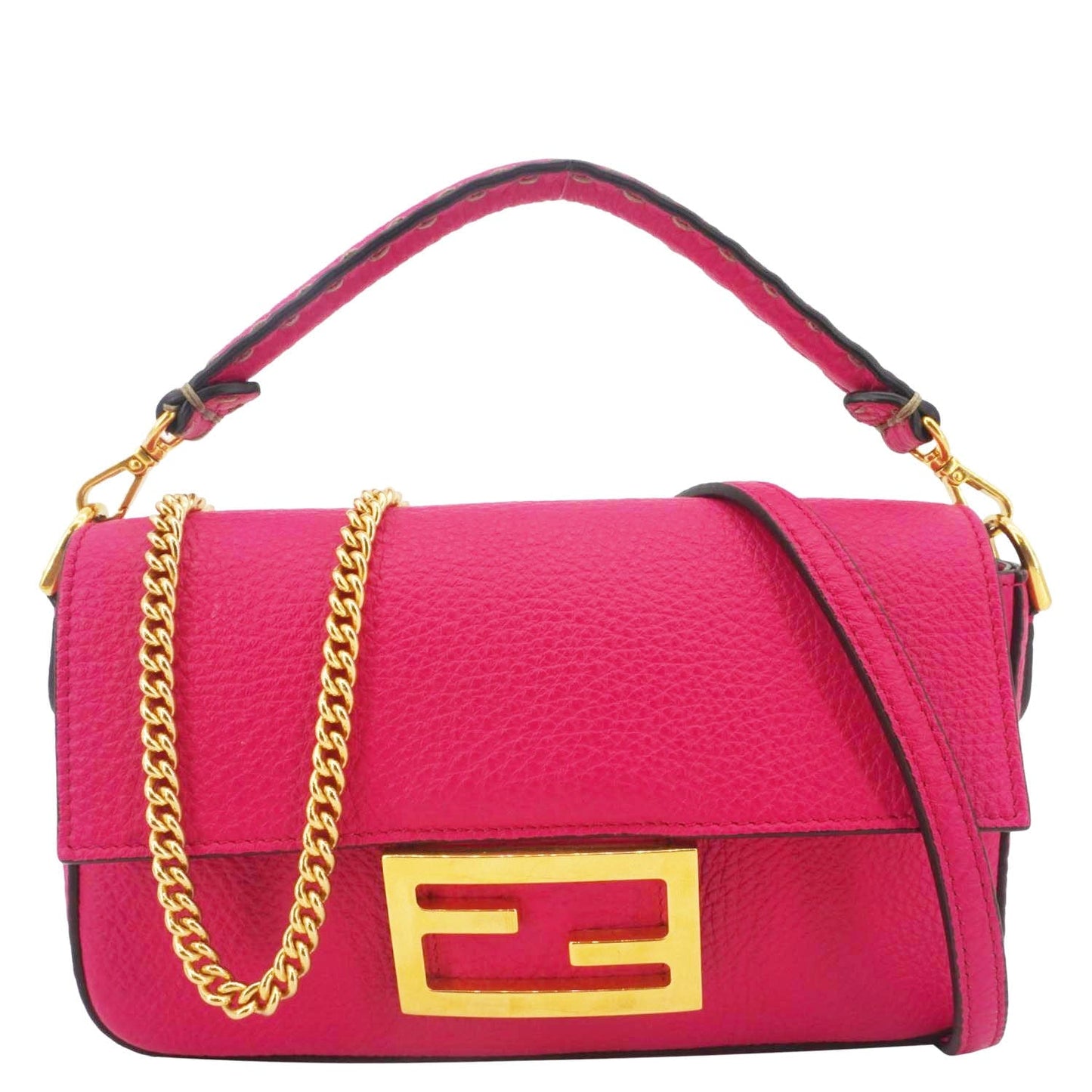 Fendi Selleria Cuoio Romano Baguette Crossbody Bag Leather Pink Shoulder Bag