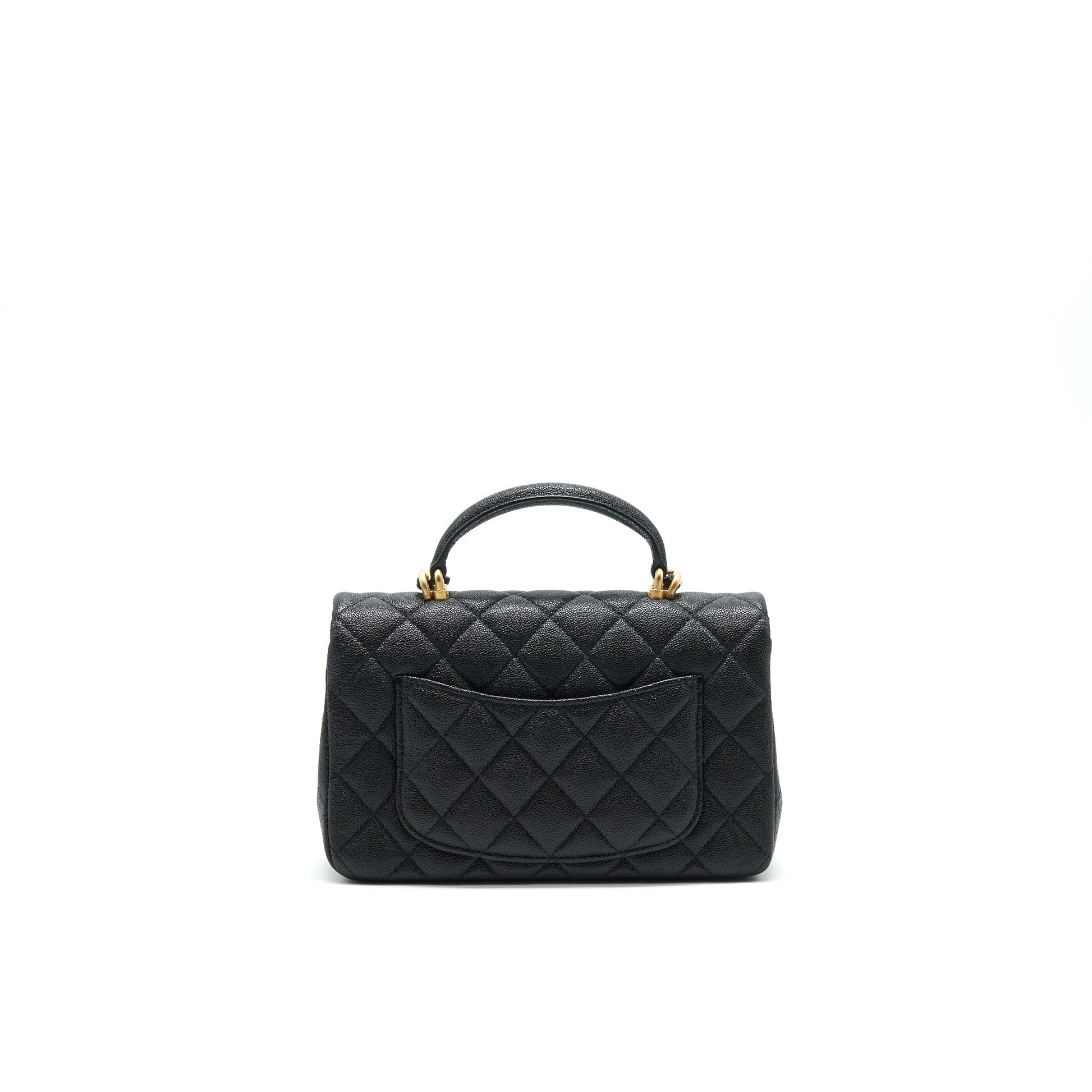 Chanel Rectangular Mini Top Handle Flap Bag granied calfskin black GHW