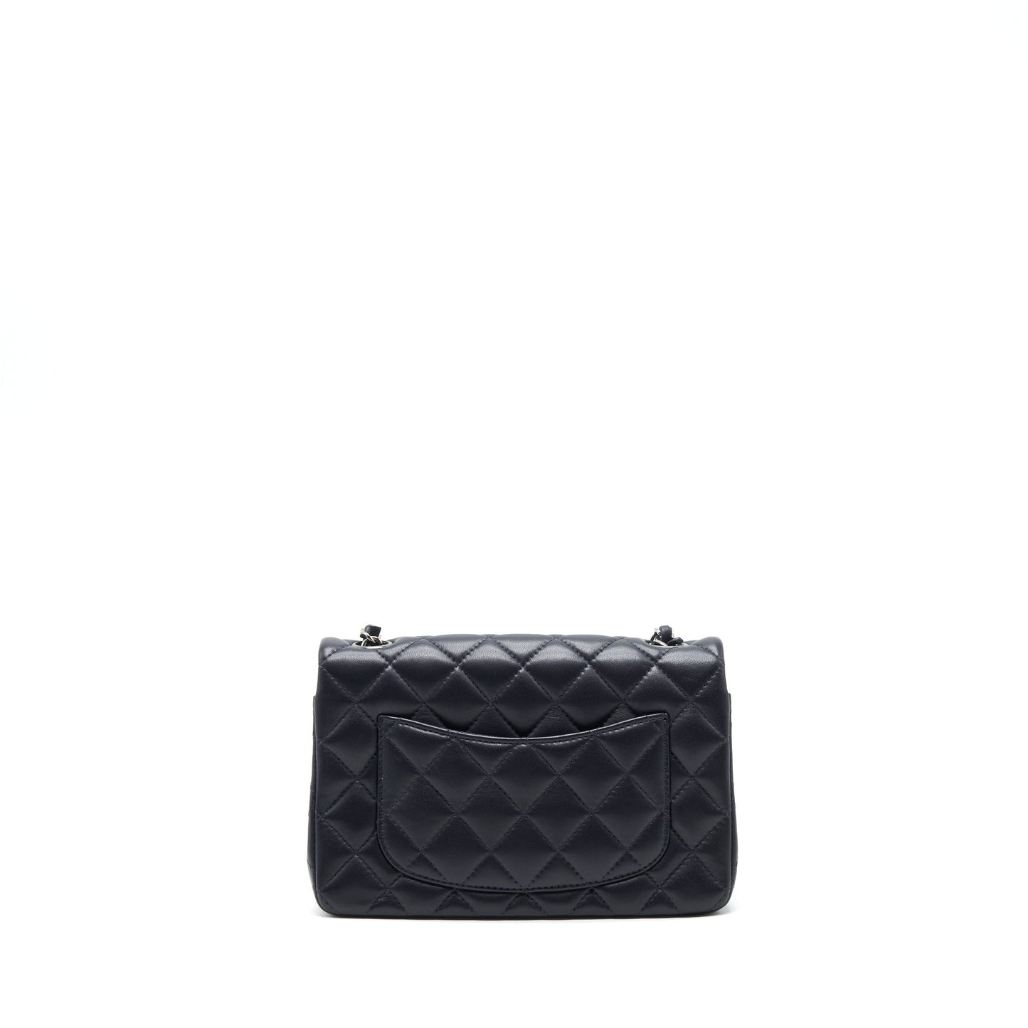 Chanel Rectangular Lambskin Dark Purple Hardware Black Mini Bag