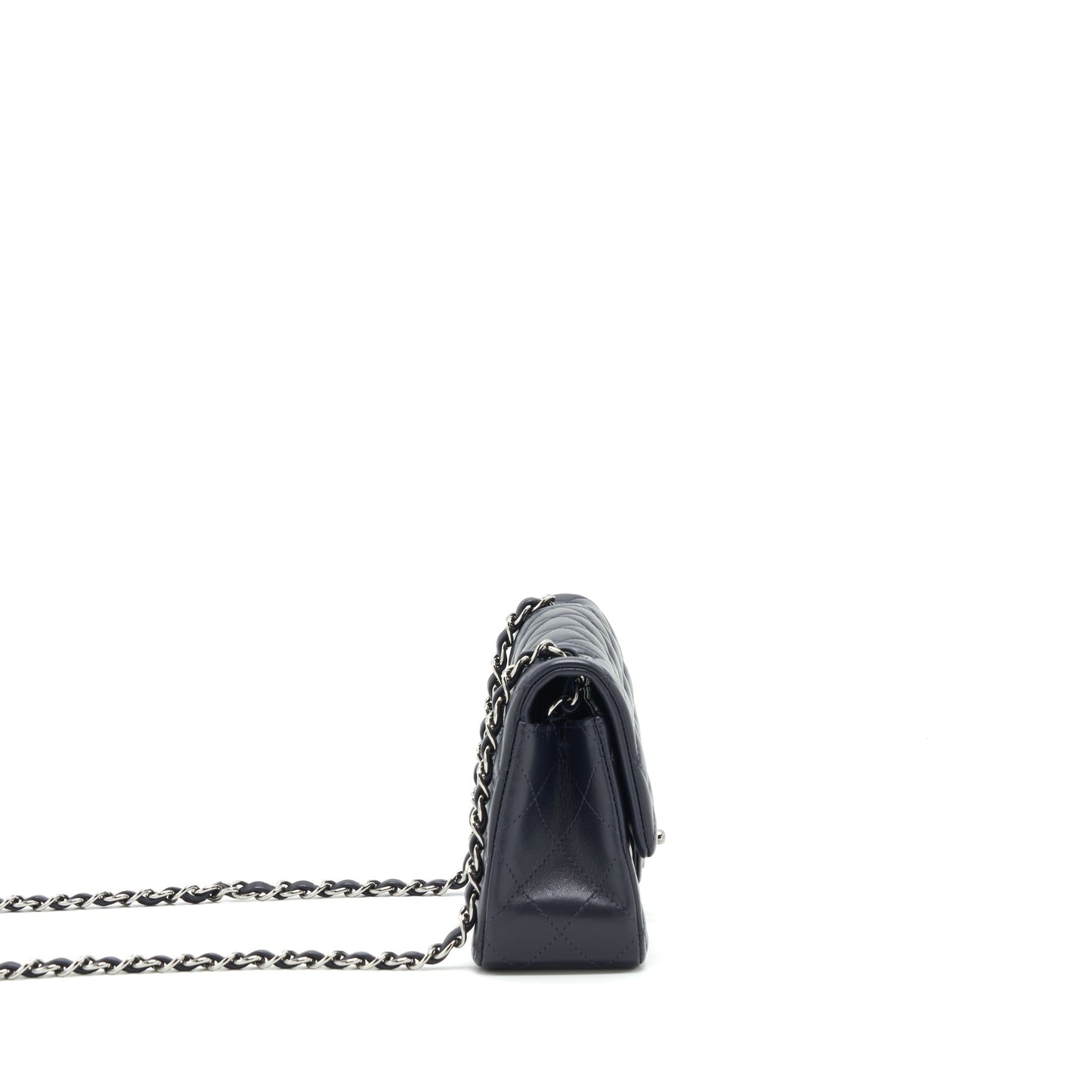 Chanel Rectangular Lambskin Dark Purple Hardware Black Mini Bag