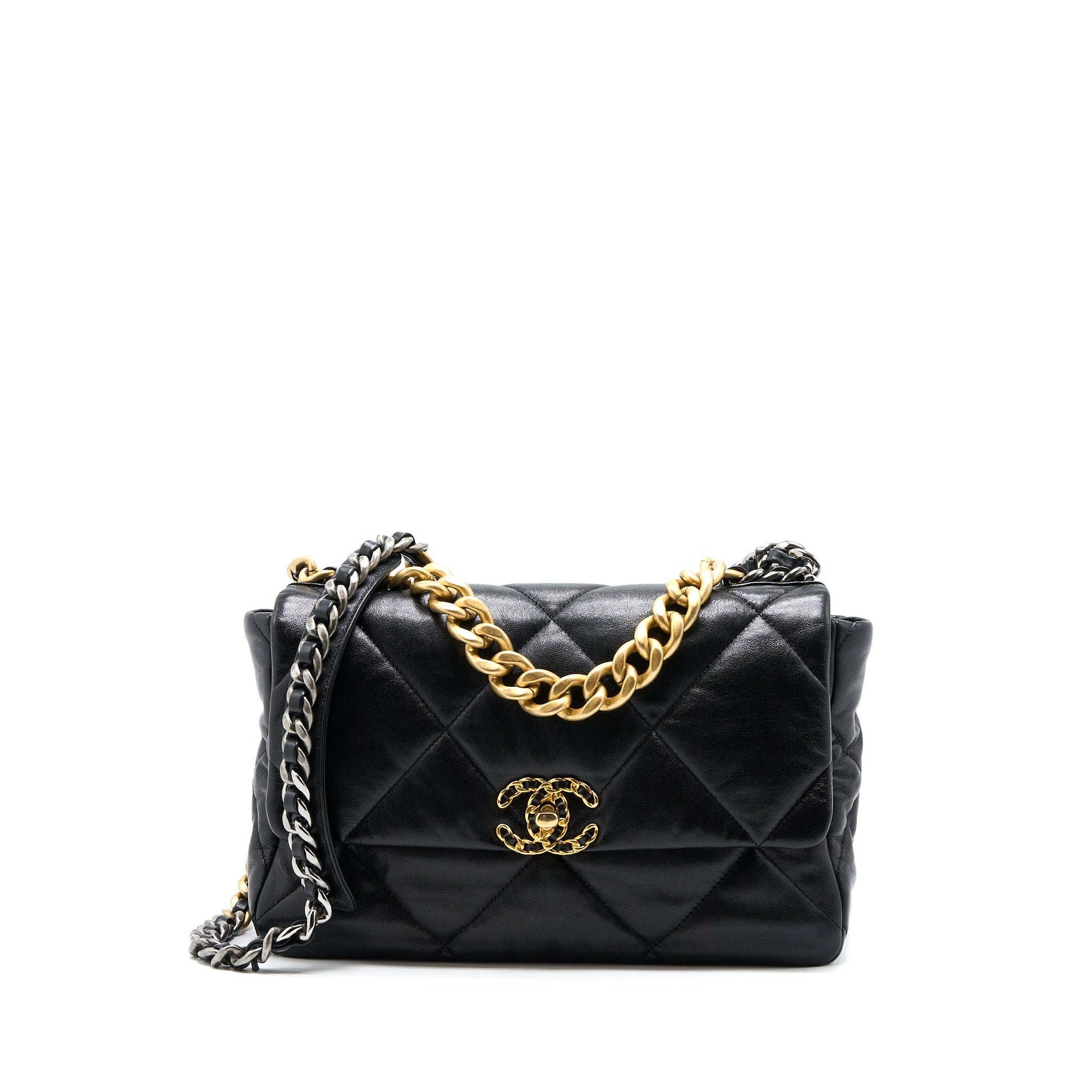 Chanel 19 Goatskin Hardware Multicolour Black Handbag Multicoloured Hardware
