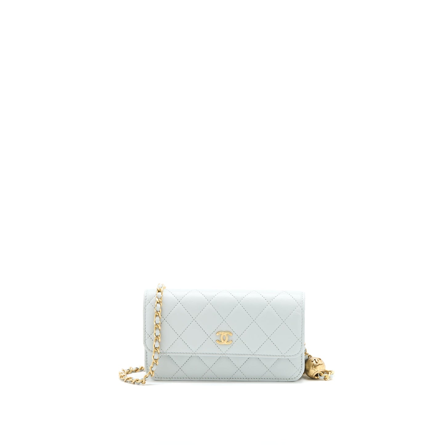 Chanel 23C Pearl Crush Flap Lambskin Light Grey Shoulder Bag