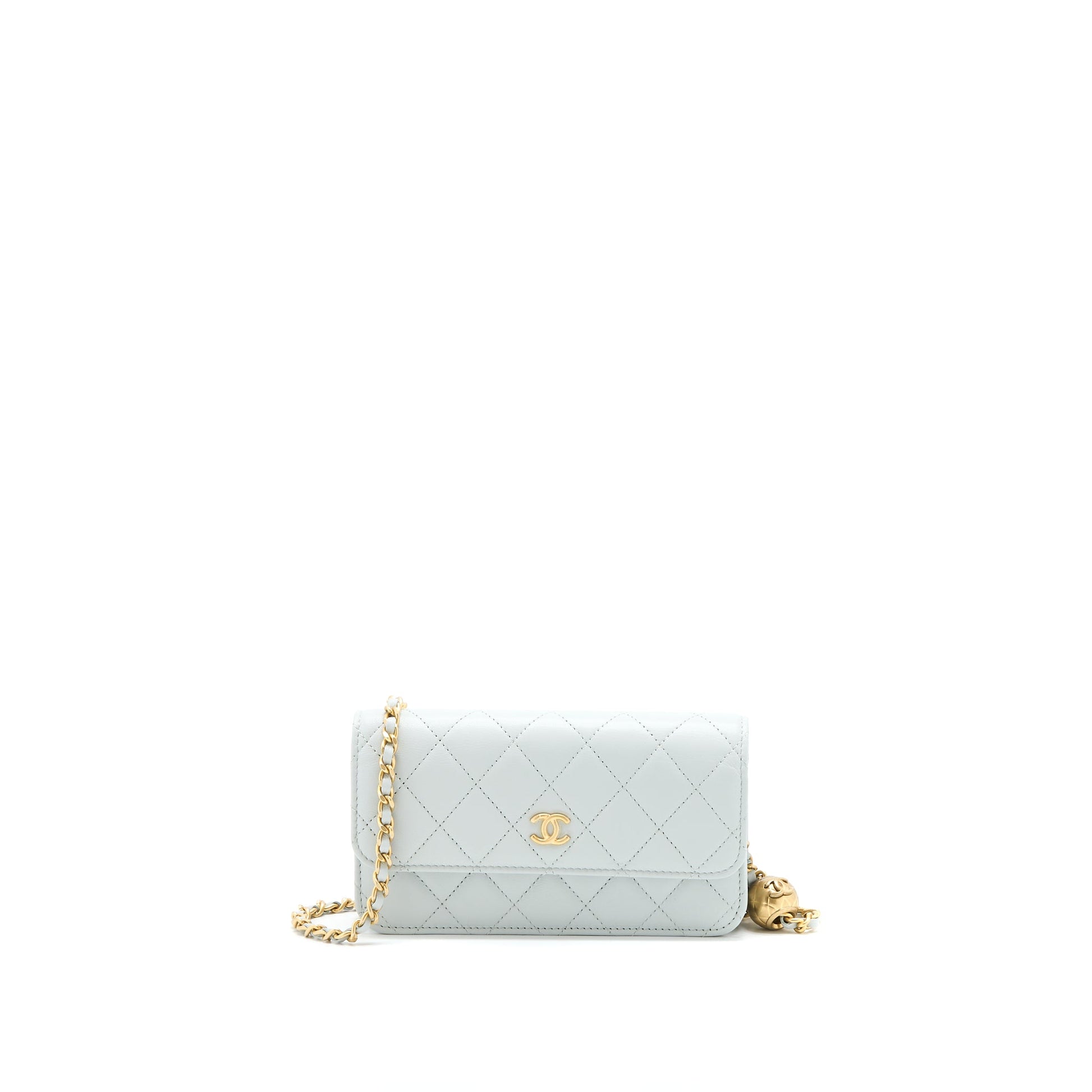 Chanel 23C Pearl Crush Flap Lambskin Light Grey Shoulder Bag