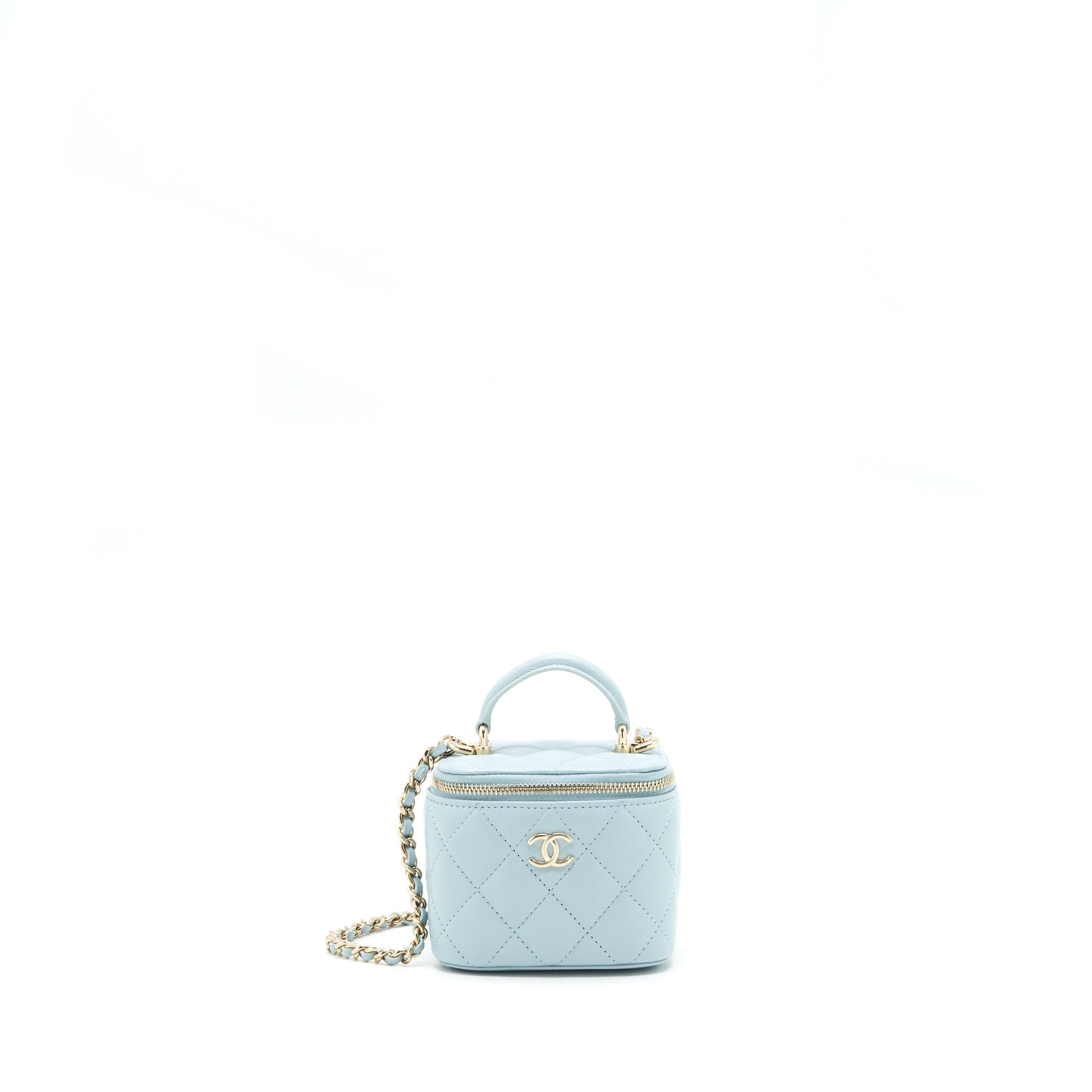 Chanel 22P Top Handle Vanity Lambskin NG752 Blue Mini Bag
