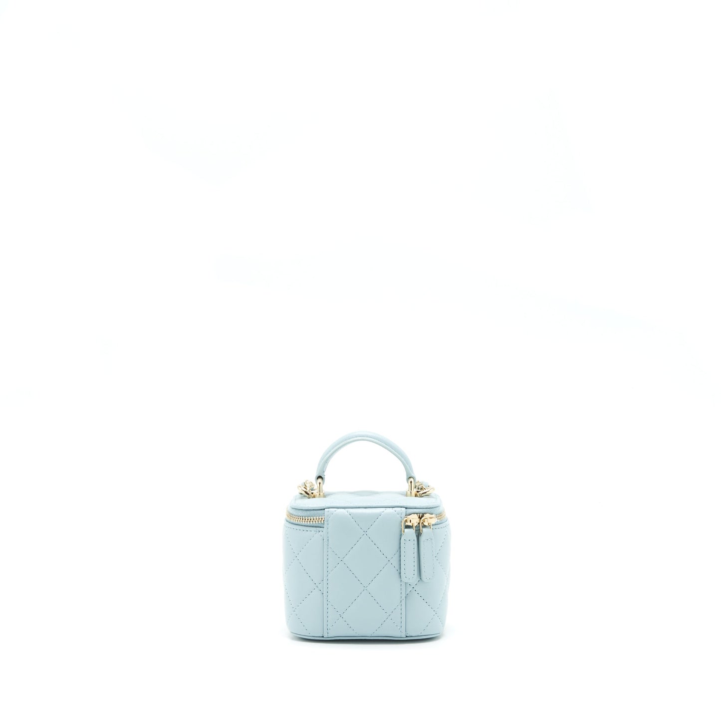 Chanel 22P Top Handle Vanity Lambskin NG752 Blue Mini Bag