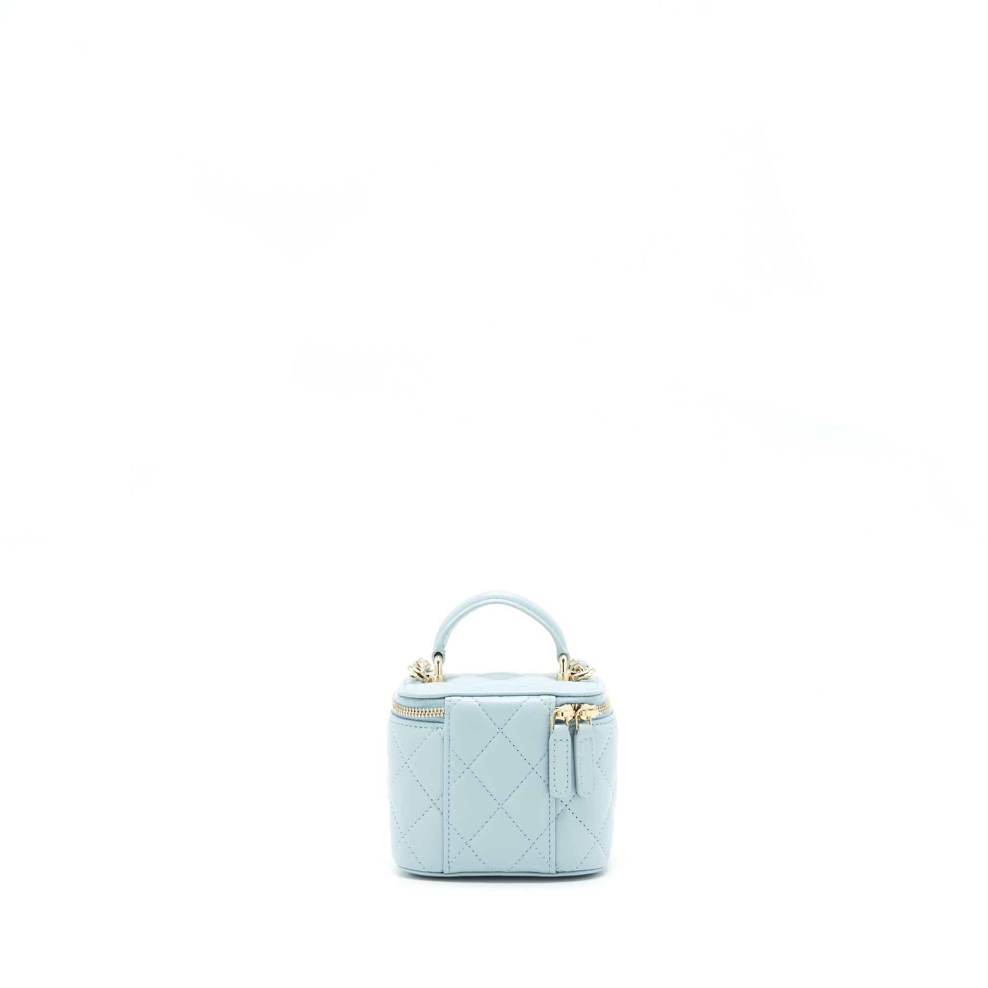 Chanel 22P Top Handle Vanity Lambskin NG752 Blue Mini Bag