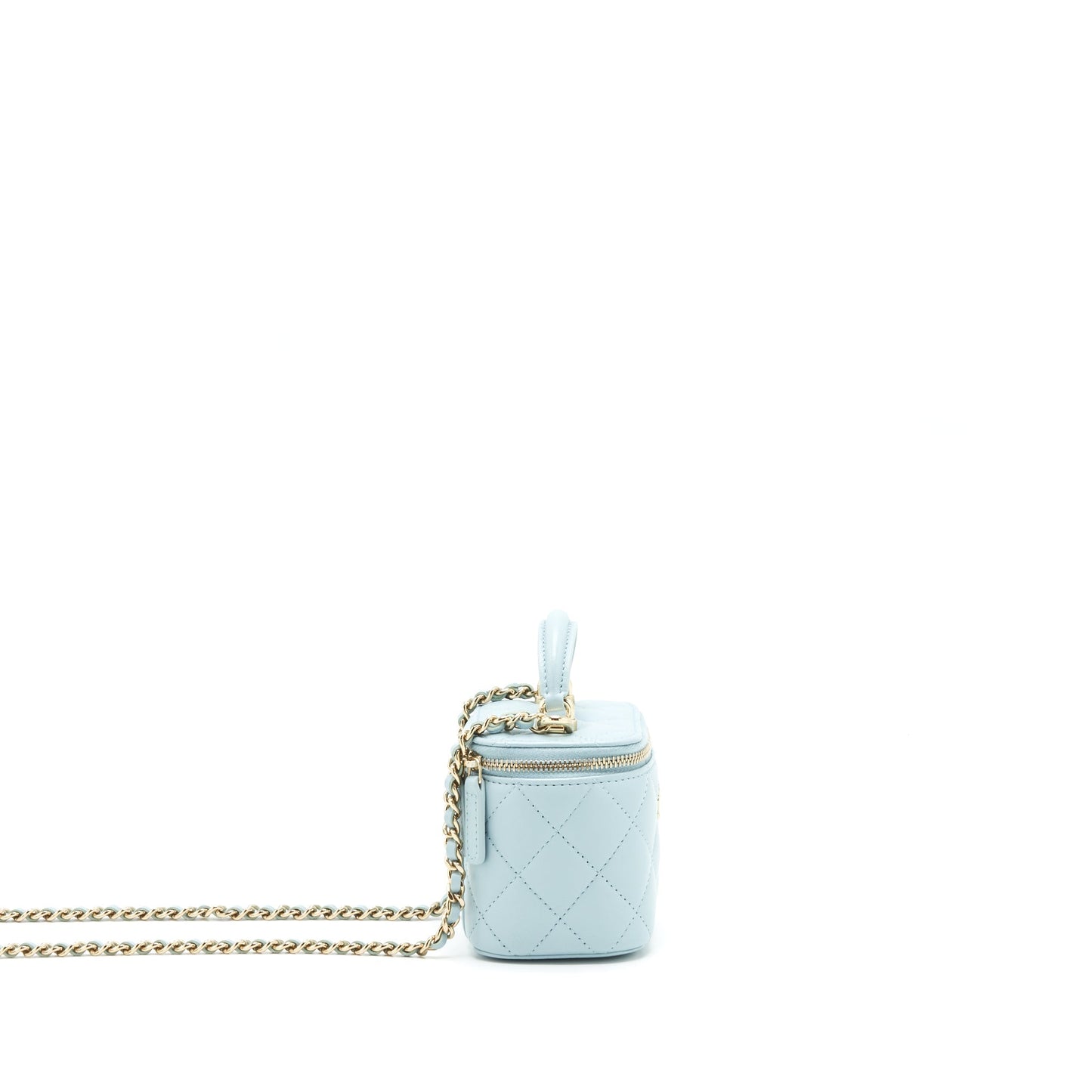 Chanel 22P Top Handle Vanity Lambskin NG752 Blue Mini Bag