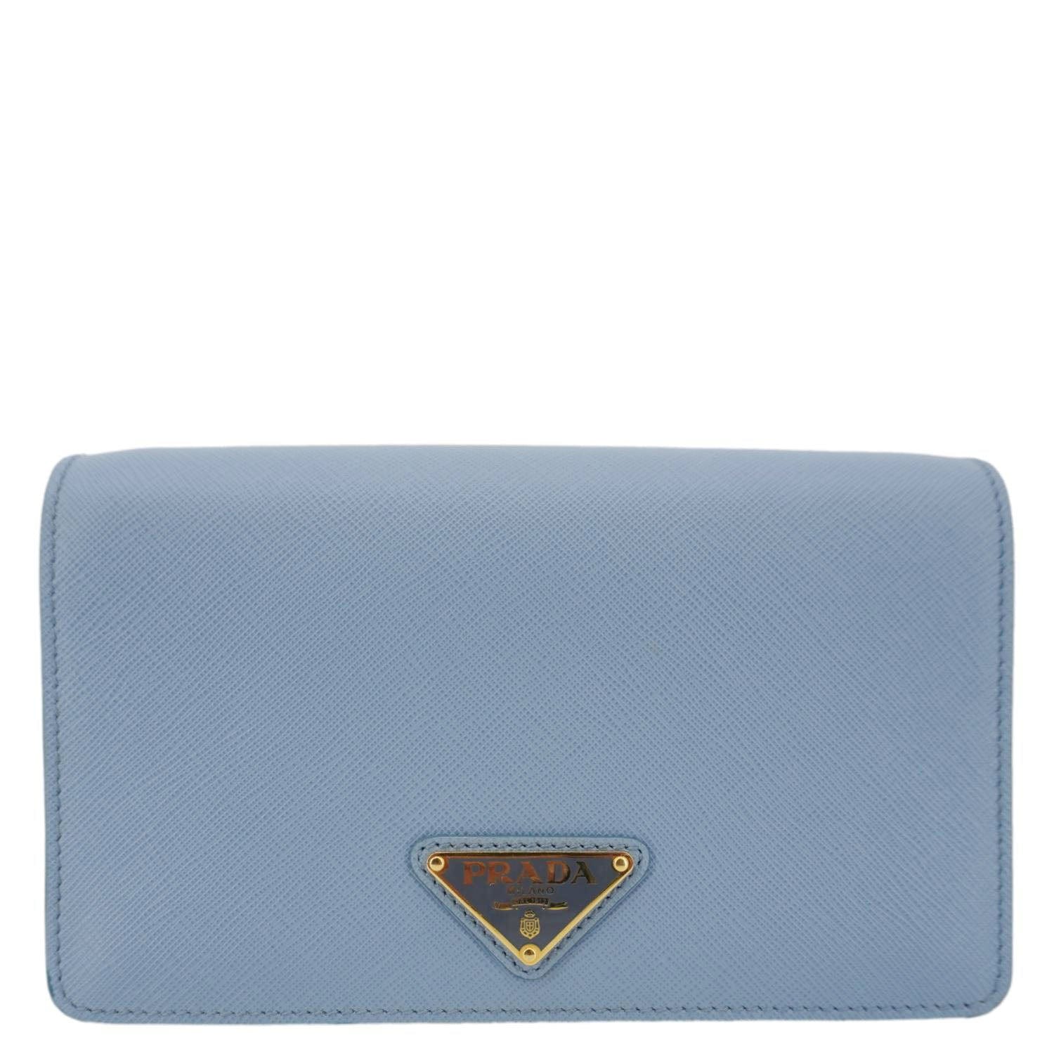 Prada Bandoliera Flip Lock Crossbody Bag Leather Saffiano Blue