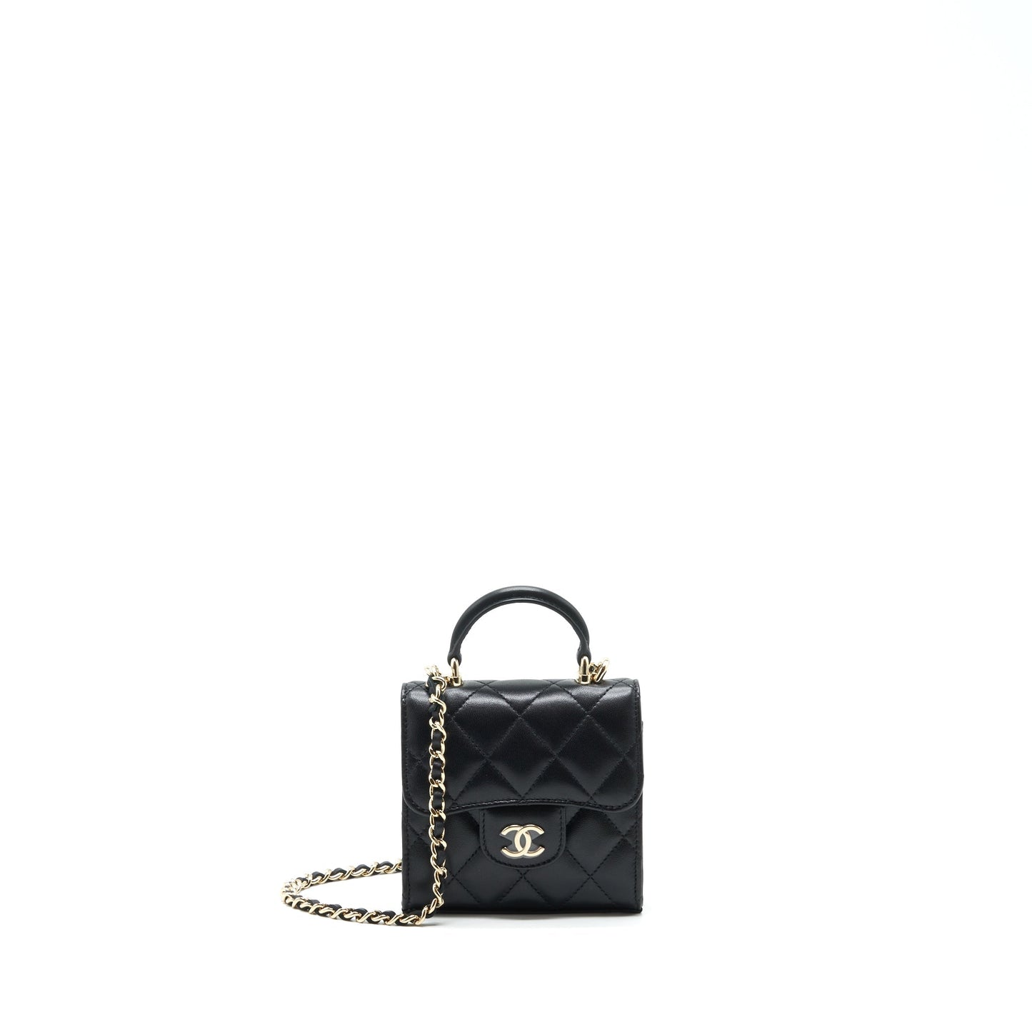 Chanel 22P Top Handle Flap Lambskin LGHW Black Shoulder Bag Lghw 1