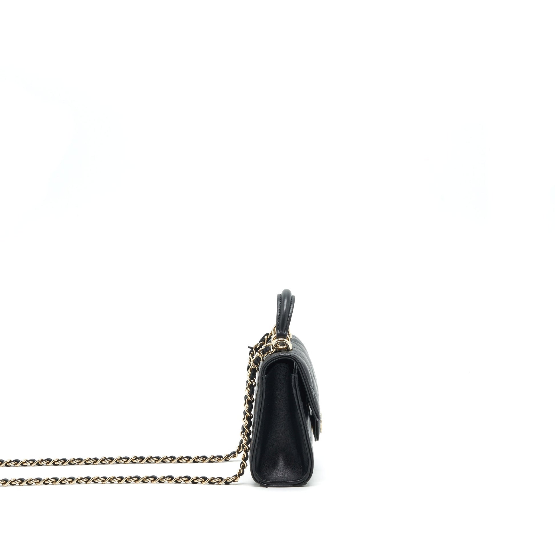 Chanel 22P Top Handle Flap Lambskin LGHW Black Shoulder Bag Lghw 1