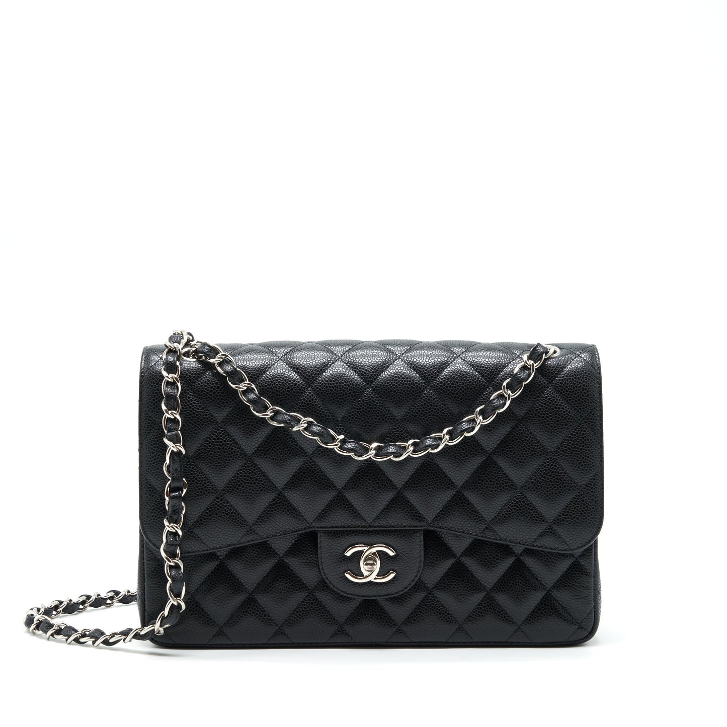 Chanel Jumbo Classic Double Flap Caviar SHW Black Shoulder Bag