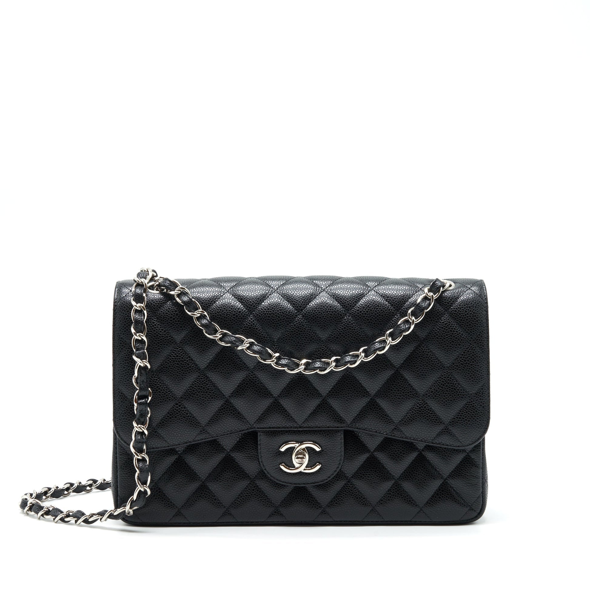 Chanel Jumbo Classic Double Flap Caviar SHW Black Shoulder Bag