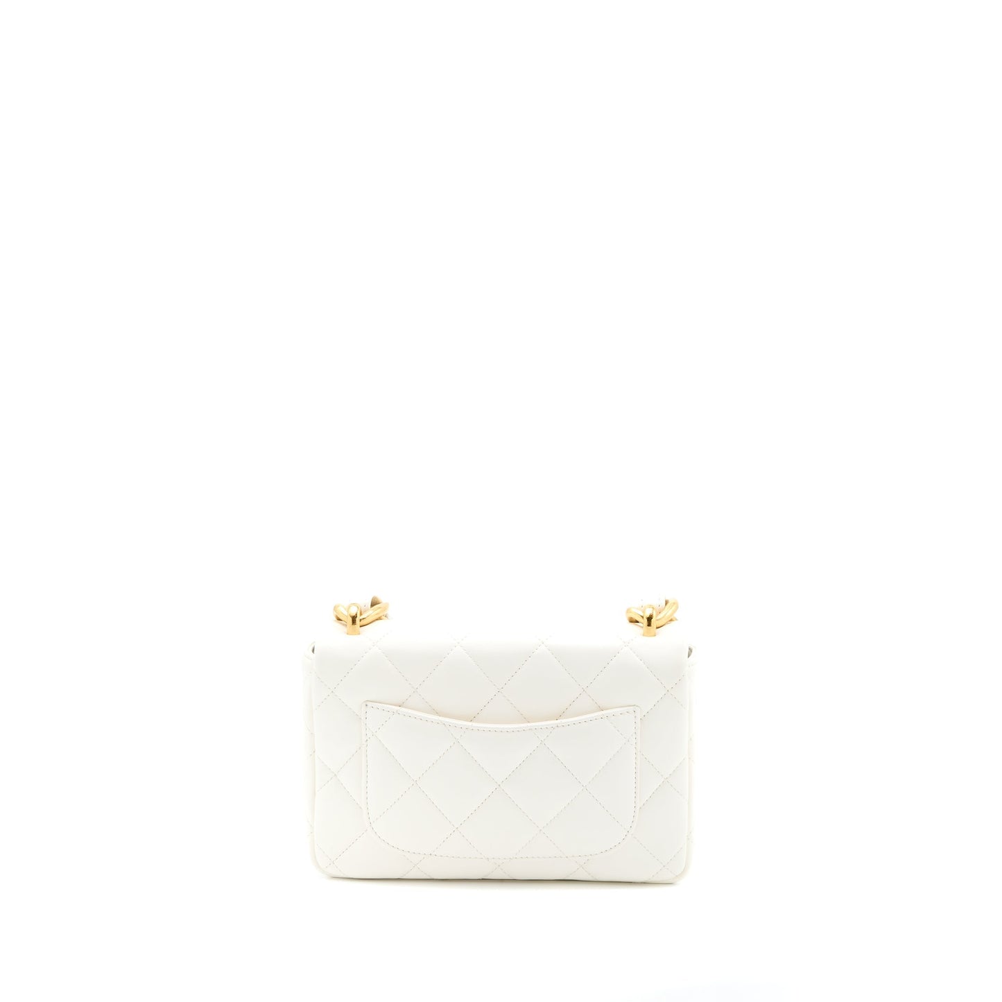 Chanel 22S Giant Flap Lambskin Brushed GHW White Shoulder Bag