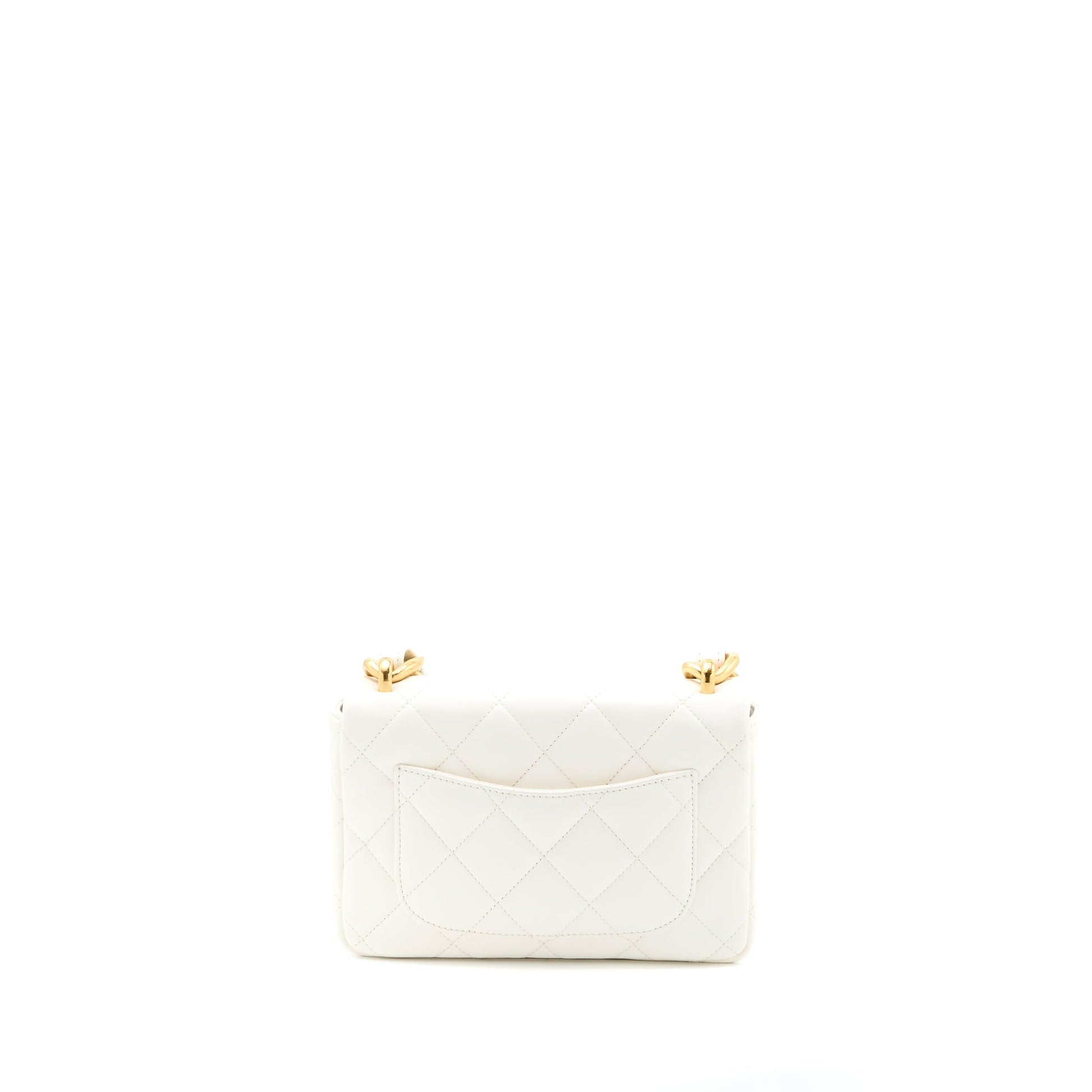 Chanel 22S Giant Flap Lambskin Brushed GHW White Shoulder Bag